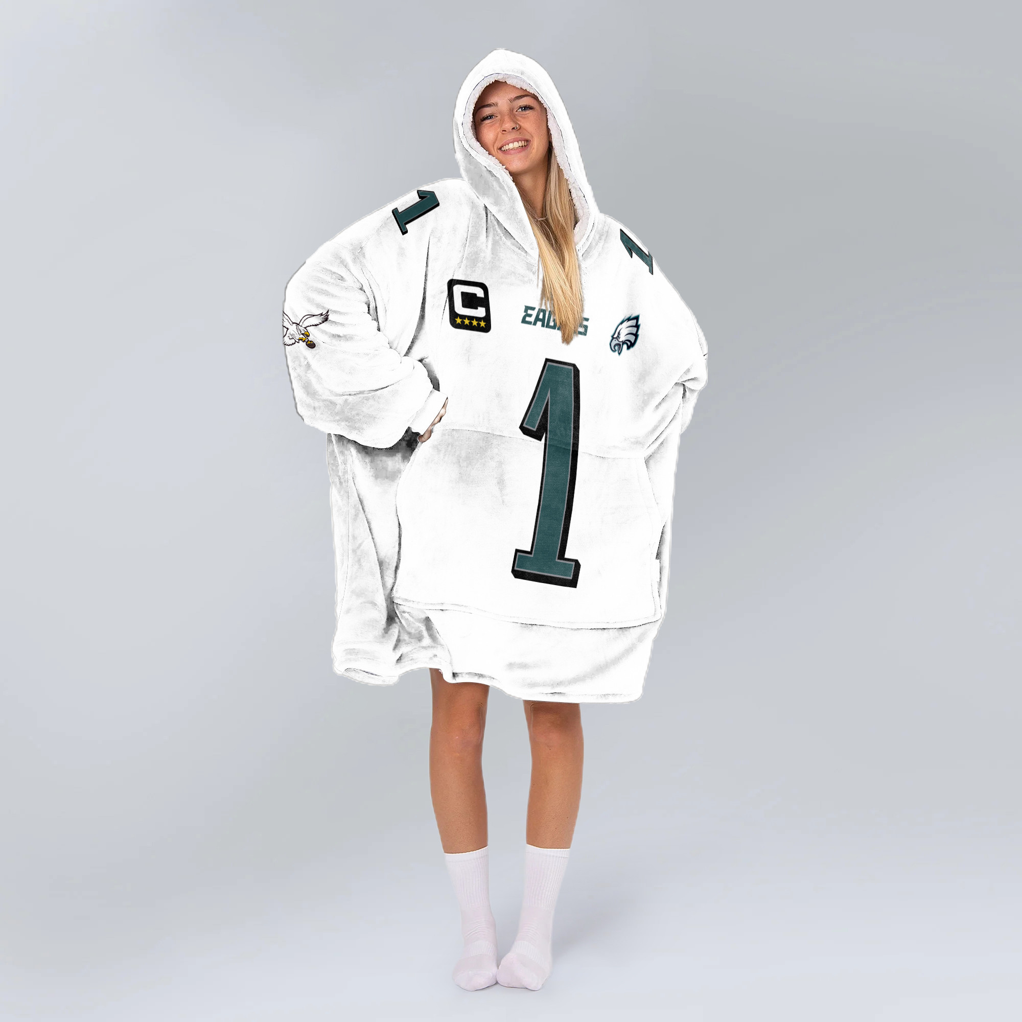 Adult Captain 1 Philadelphia Football Unisex Blanket Hoodie