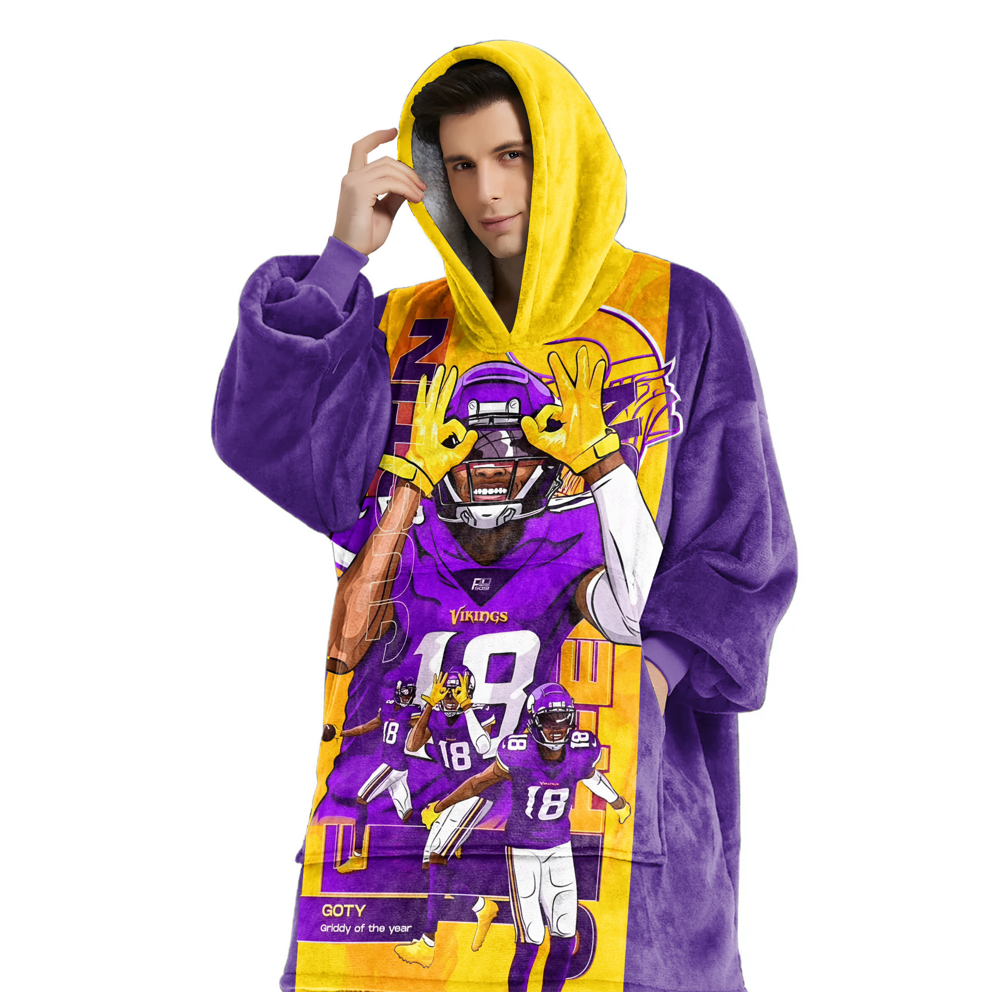 Adult JJ 18 Minnesota Football Unisex Blanket Hoodie