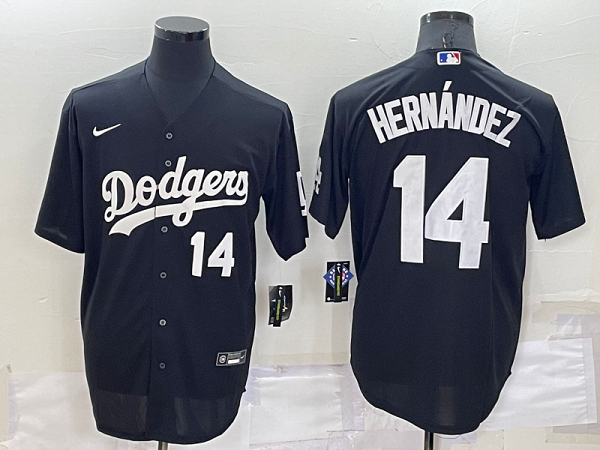Men's  Los Angeles Dodgers #14 Enrique Hernandez Black Stitched Cool Base MLB Jersey