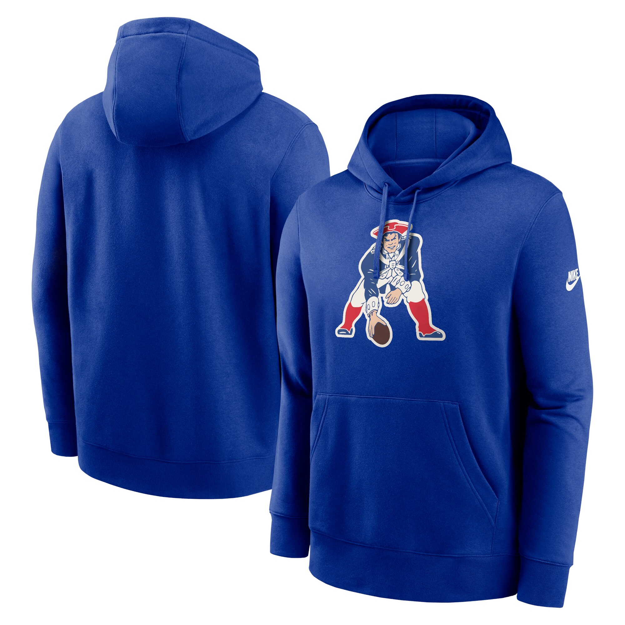 New England Patriots Rewind Club Logo Pullover Hoodie - Royal