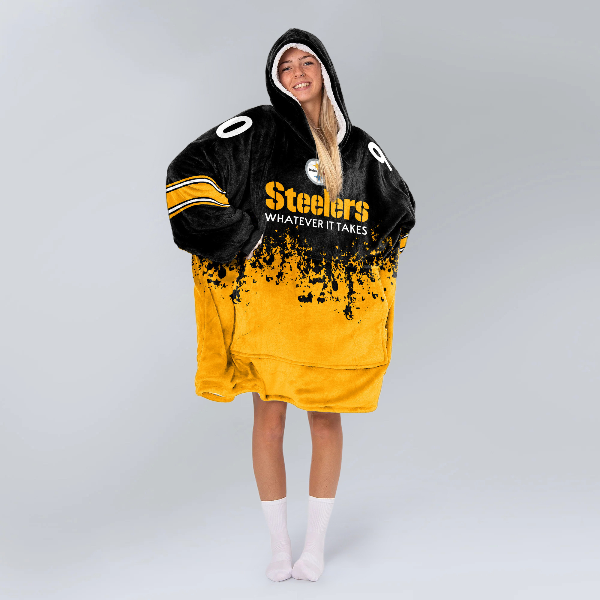 Adult 90 Pittsburgh Football Unisex Blanket Hoodie