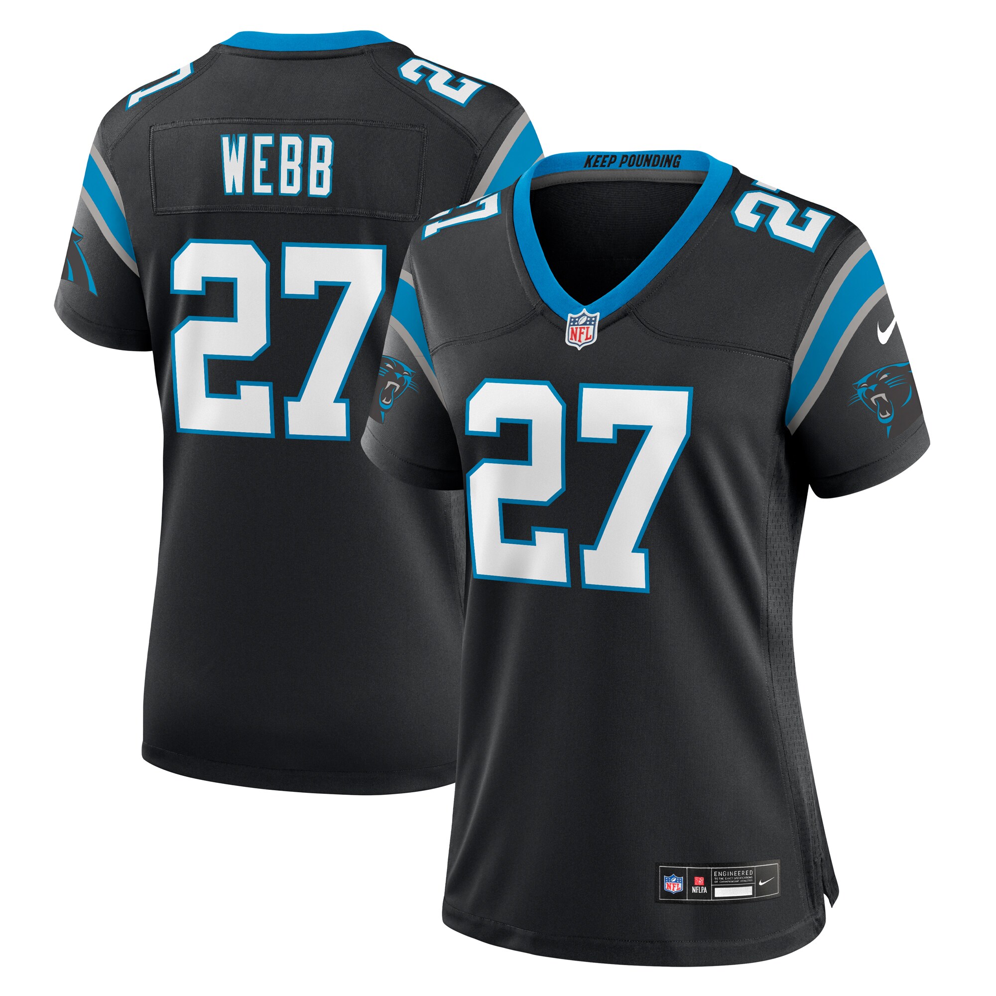 Sam Webb Carolina Panthers Women's Team Game Jersey -  Black