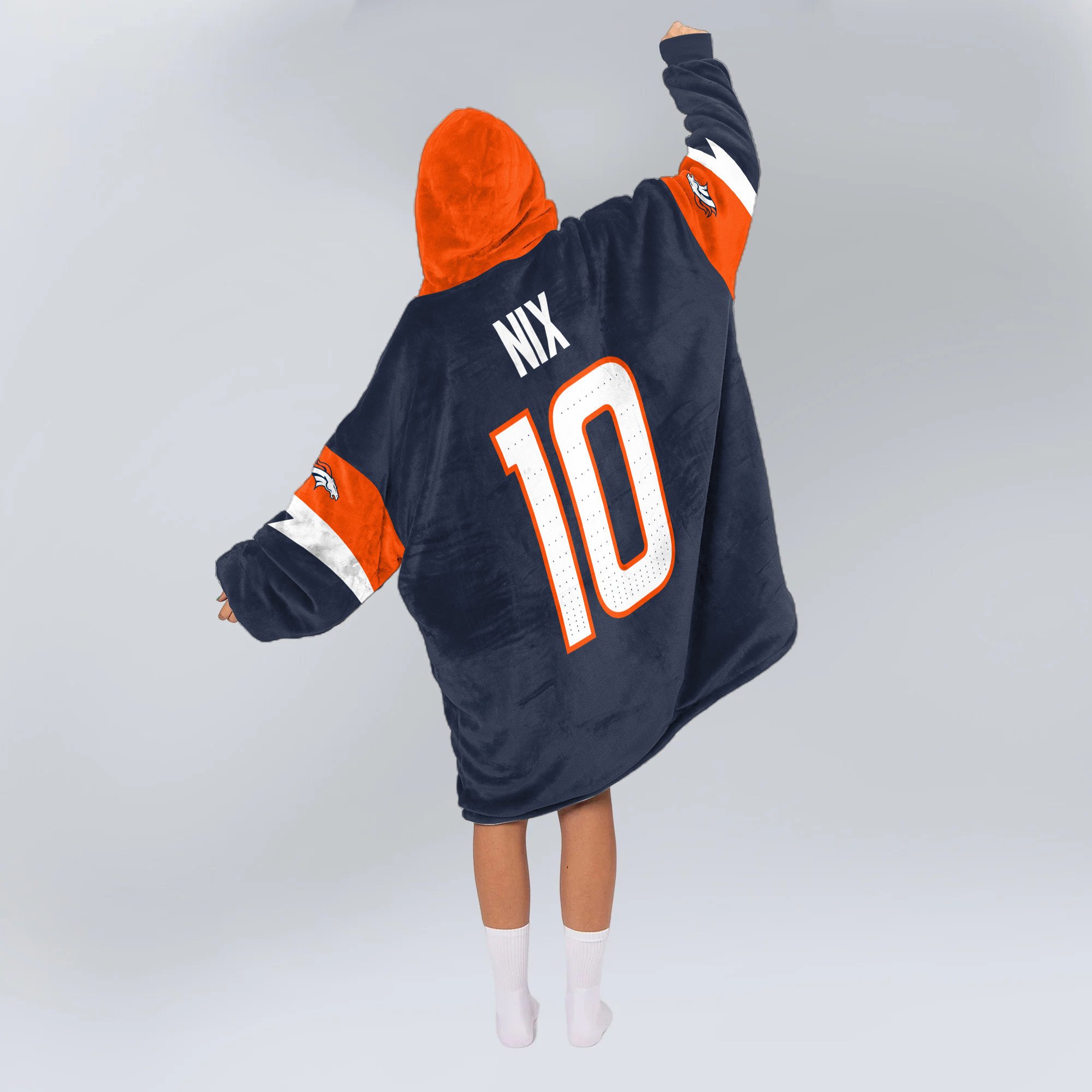 Adult 10 Denver Football Unisex Blanket Hoodie