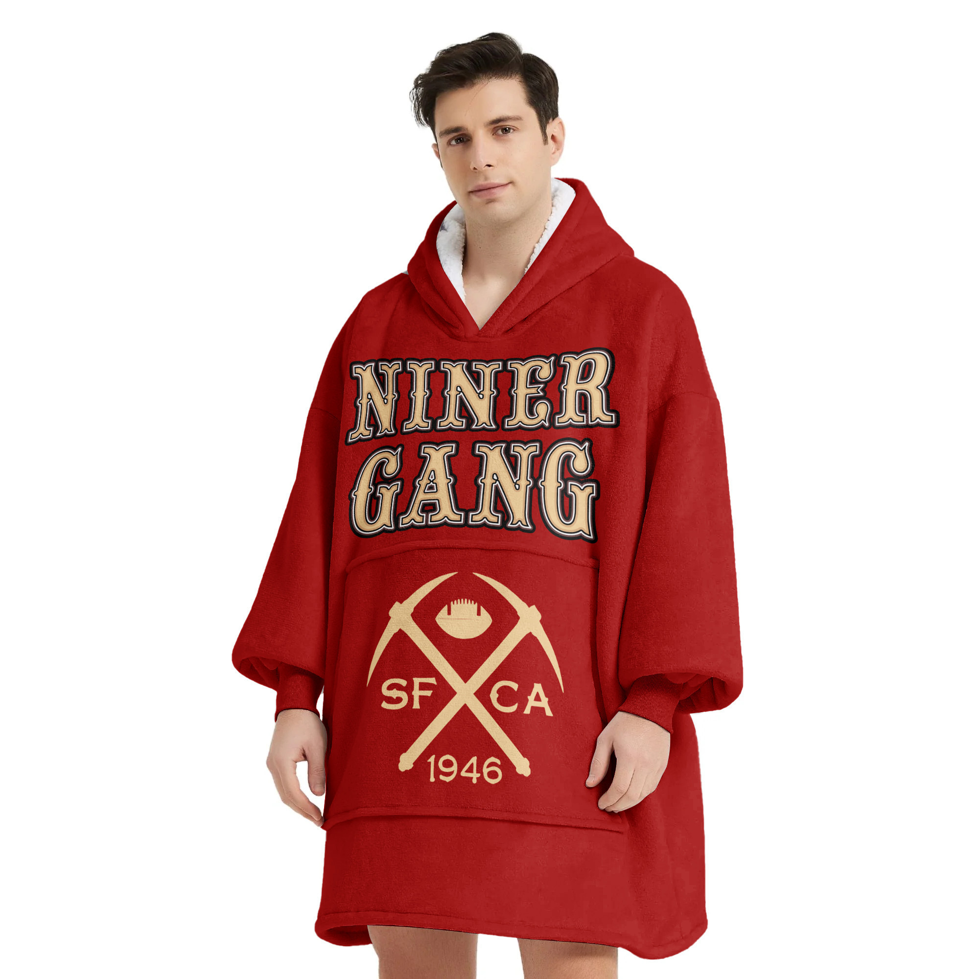 Adult Niner Football Unisex Blanket Hoodie
