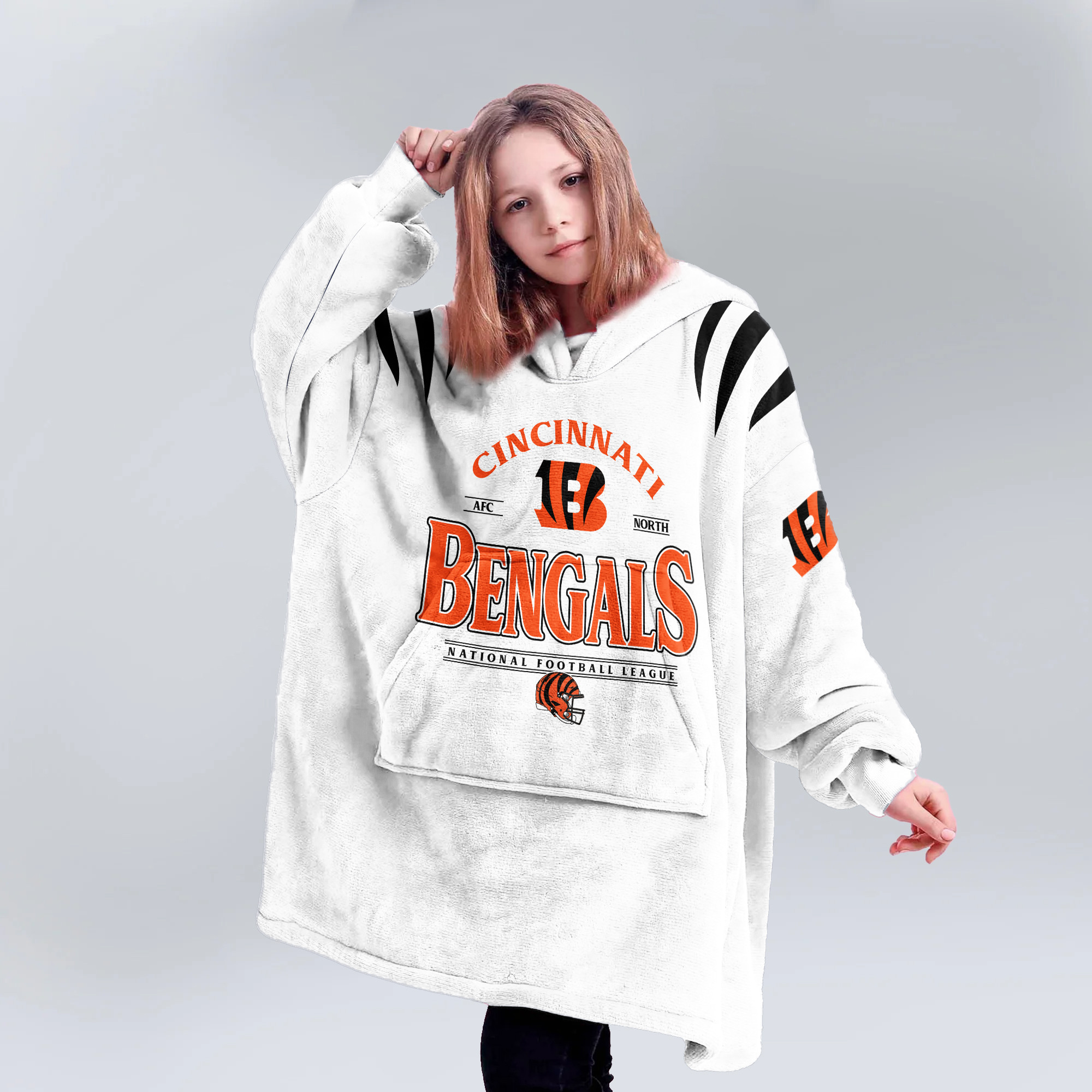 Adult 9 Cincinnati Football Unisex Blanket Hoodie