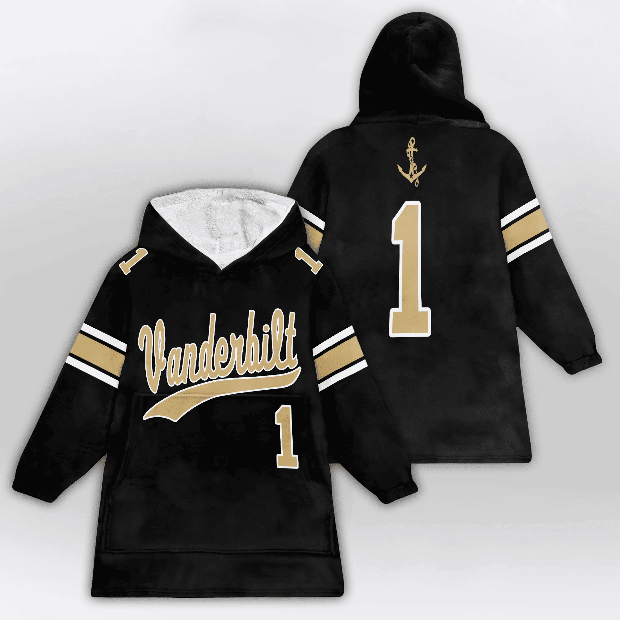 Kid 1 Vanderbilt Football Unisex Blanket Hoodie