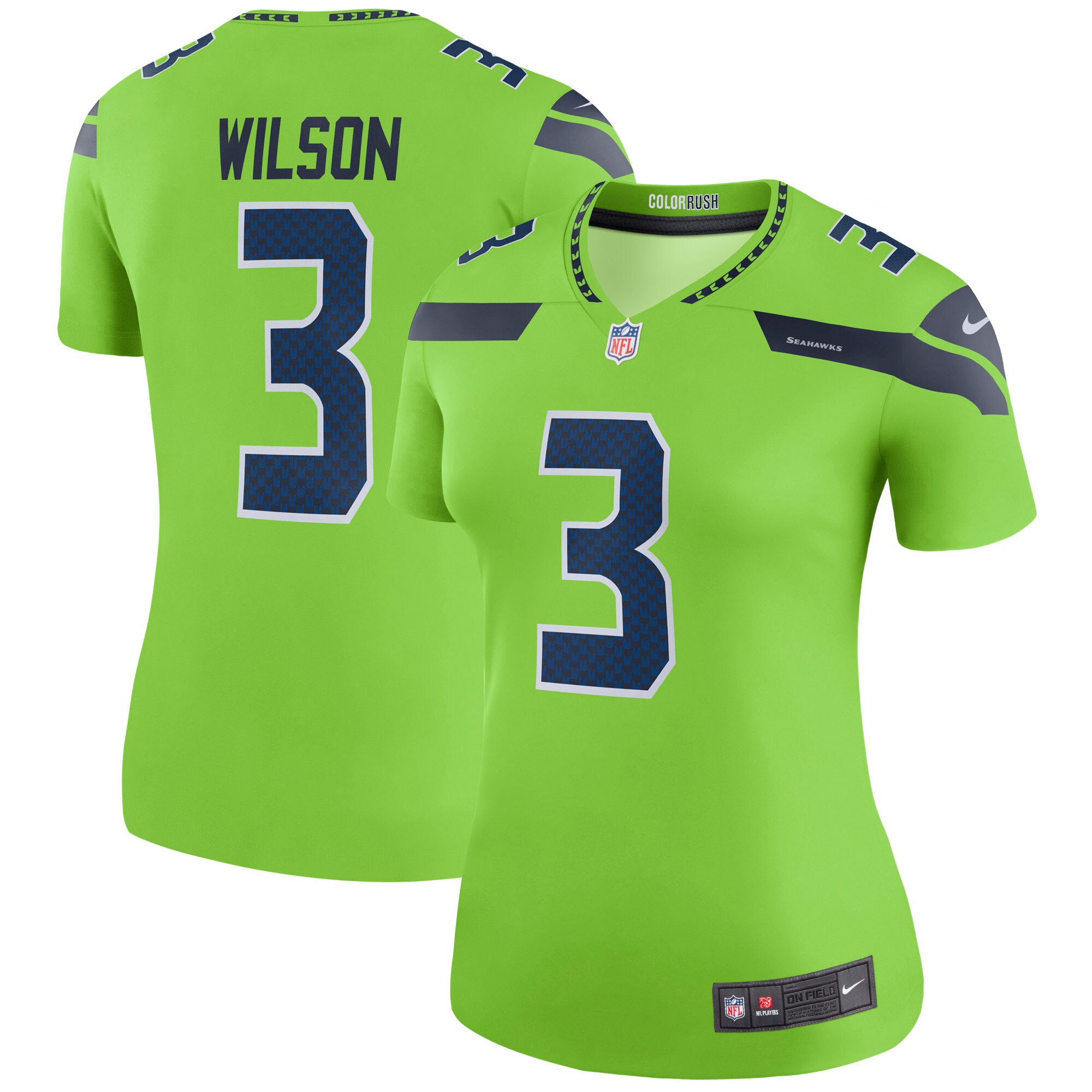 Russell Wilson Seattle Seahawks  Women's Color Rush Legend Jersey - Neon Green