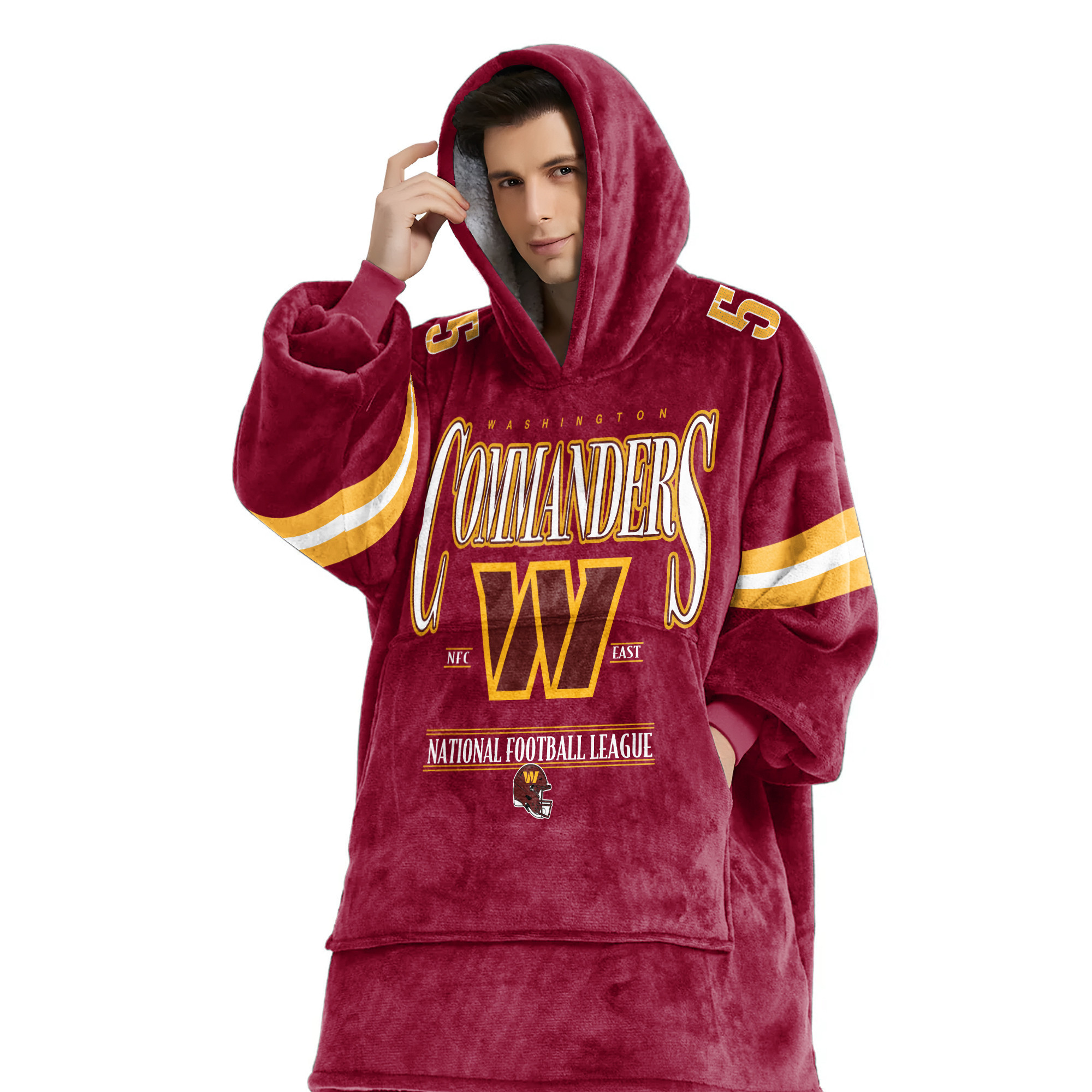 Adult 5 Washington Football Unisex Blanket Hoodie