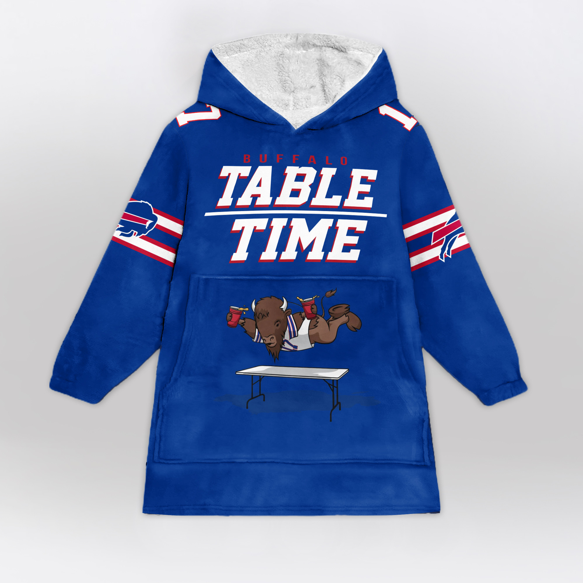 Adult 17 Buffalo Football Unisex Blanket Hoodie