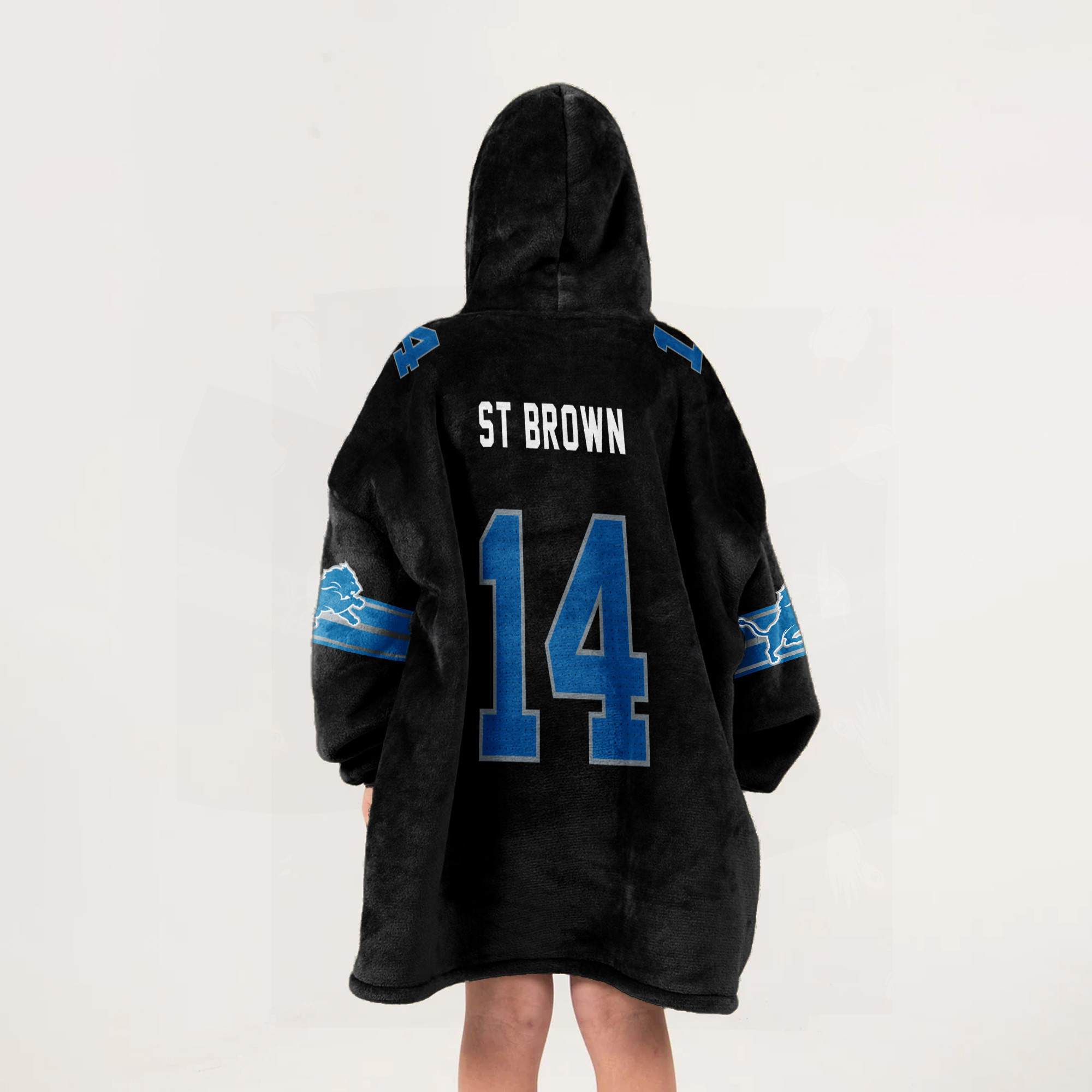 Adult 14 Detroit Lions Football Unisex Blanket Hoodie