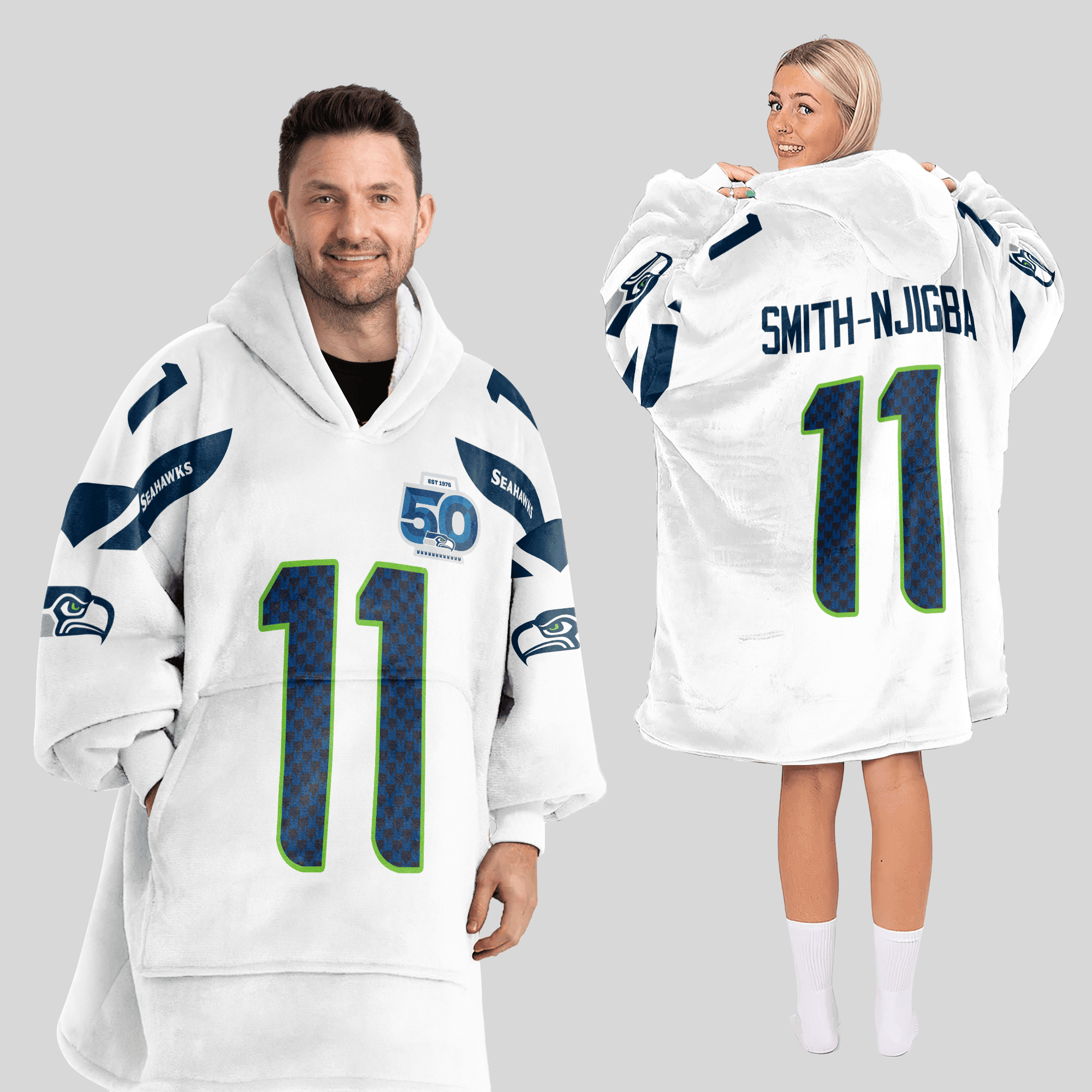 Adult 11 Seattle Football Unisex Blanket Hoodie