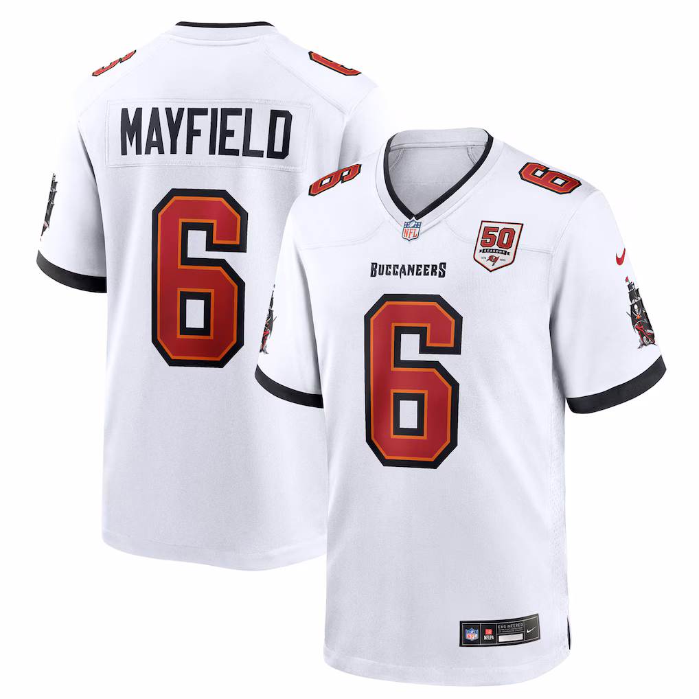 Baker Mayfield #6 Tampa Bay Buccaneers  50th Season White Game Jersey - White