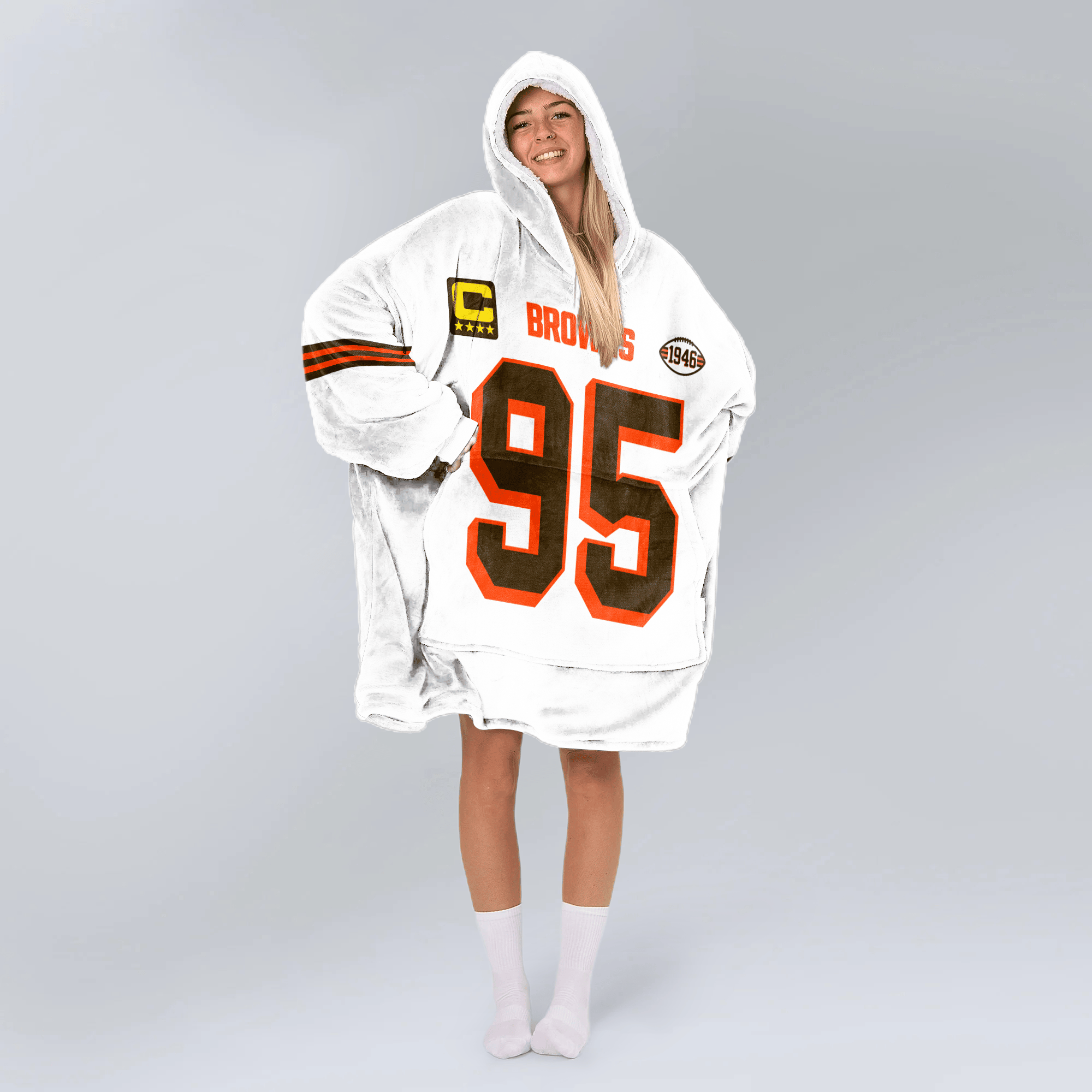Adult M.G 95 Captain Cleveland Football Unisex Blanket Hoodie