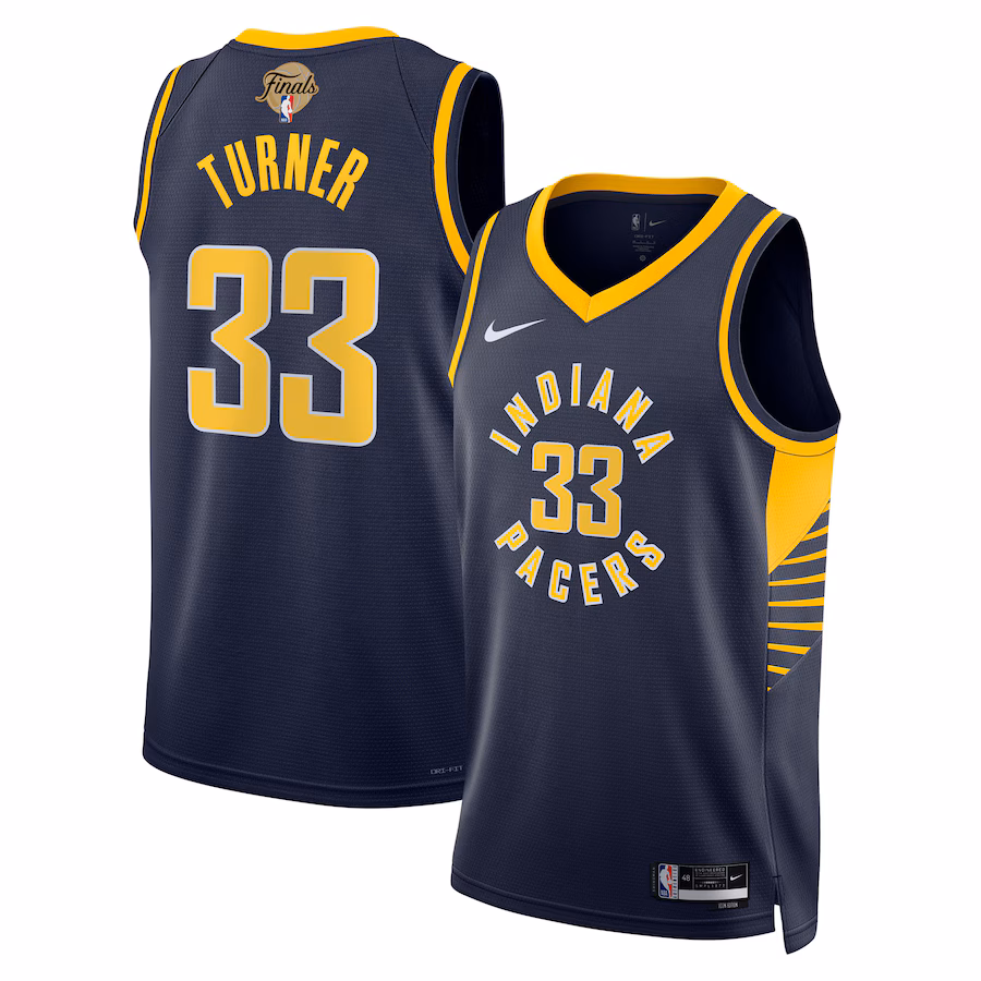 Unisex Indiana Pacers Myles Turner  Navy 2025 NBA Finals Swingman Jersey - Icon Edition