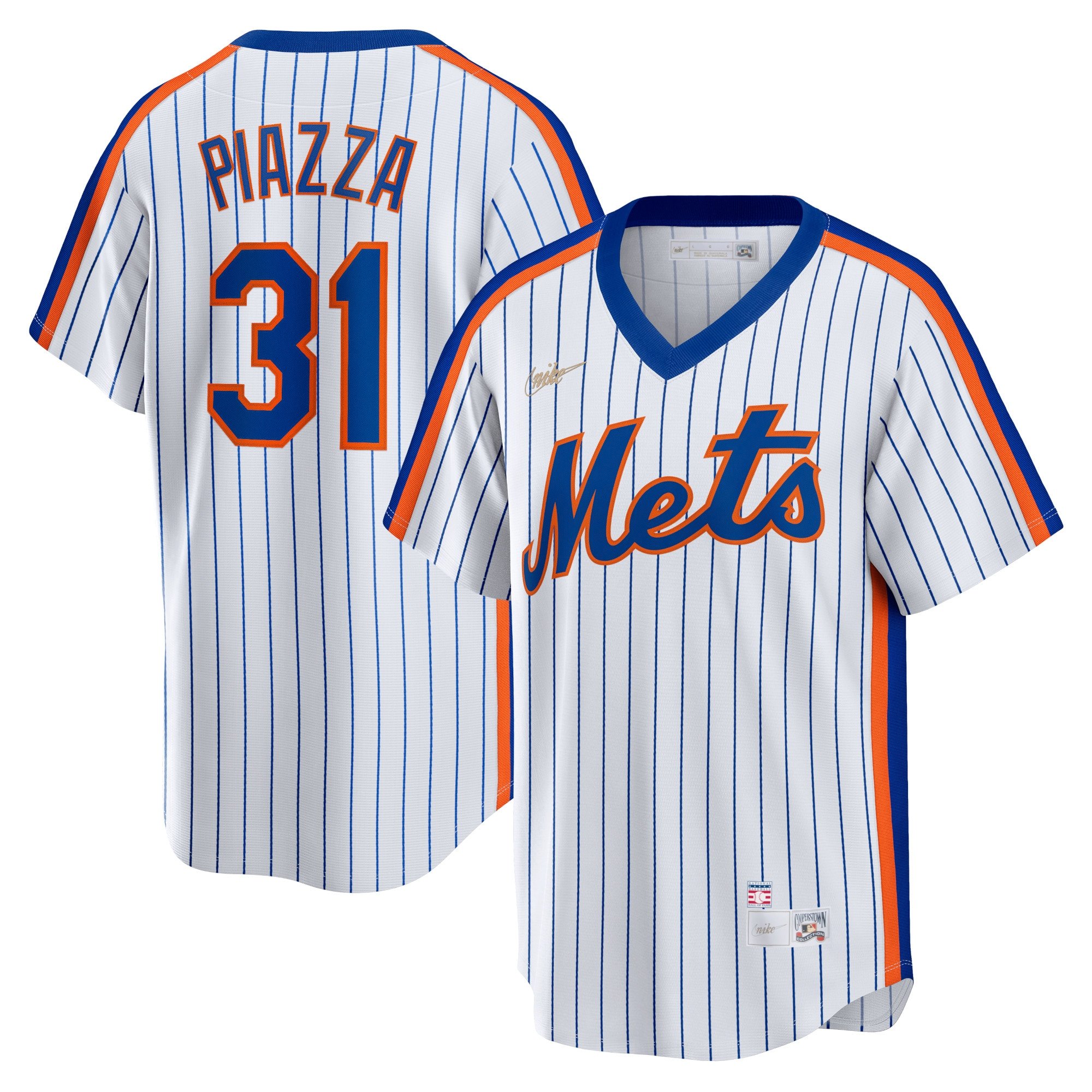 Men's New York Mets Mike Piazza  White Home Cooperstown Collection Player Jersey