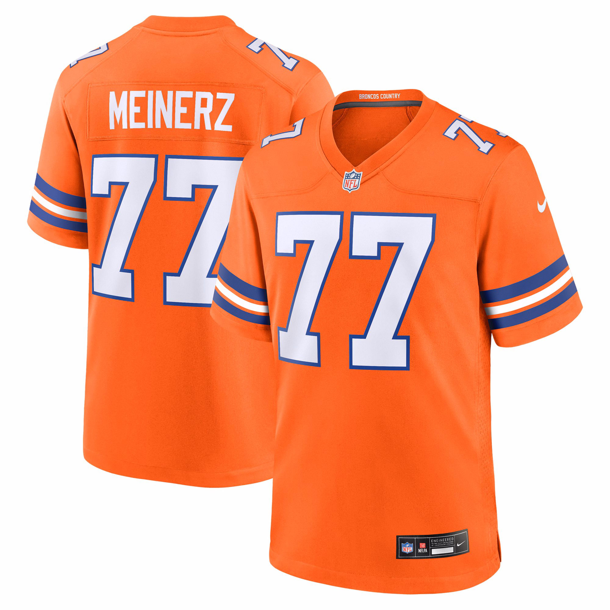 Quinn Meinerz Denver Broncos Mile High Collection 1977 Throwback Player Game Jersey - Orange