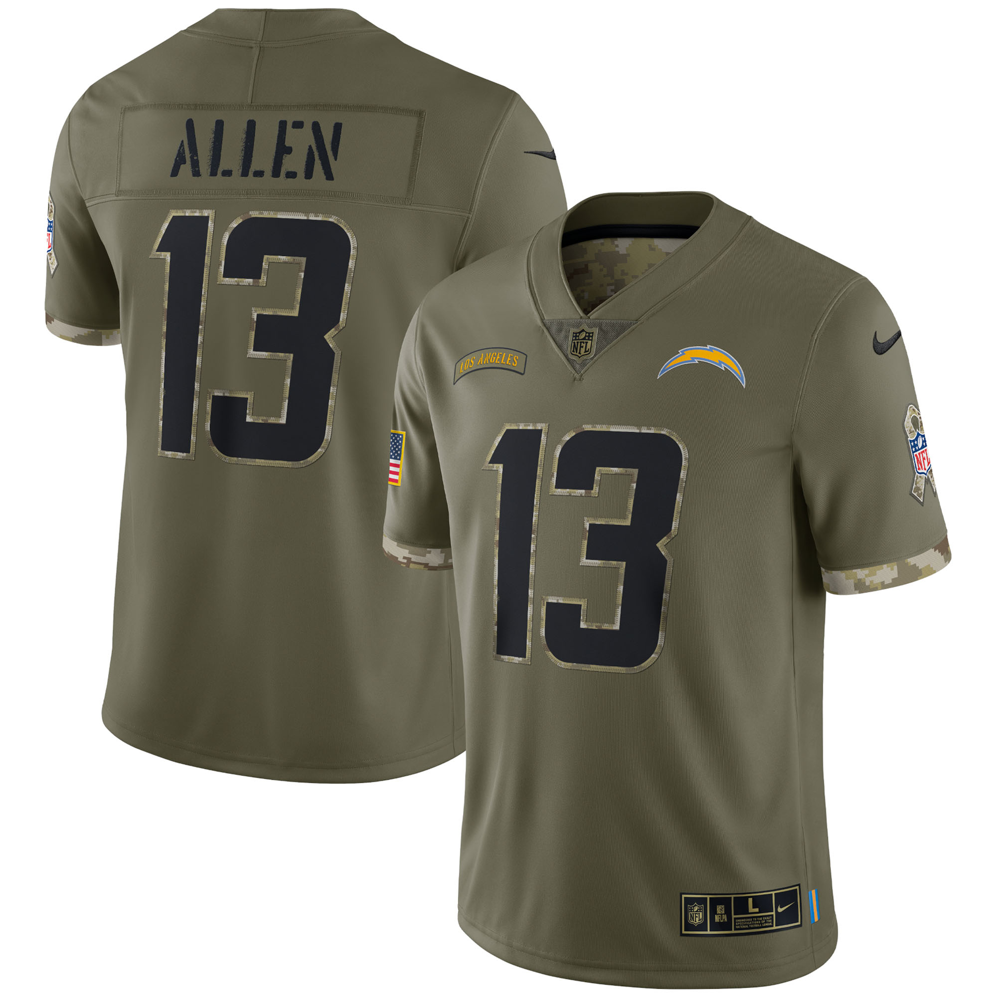 Keenan Allen Los Angeles Chargers  2022 Salute To Service Limited Jersey - Olive