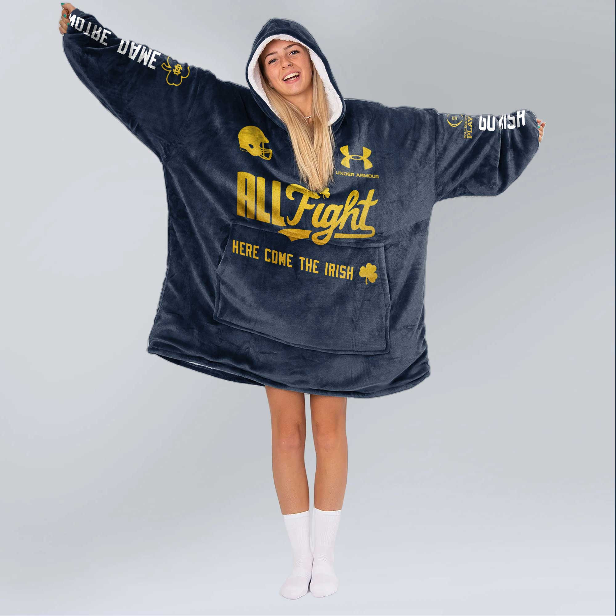 Adult Champions Notre Dame Football Unisex Blanket Hoodie