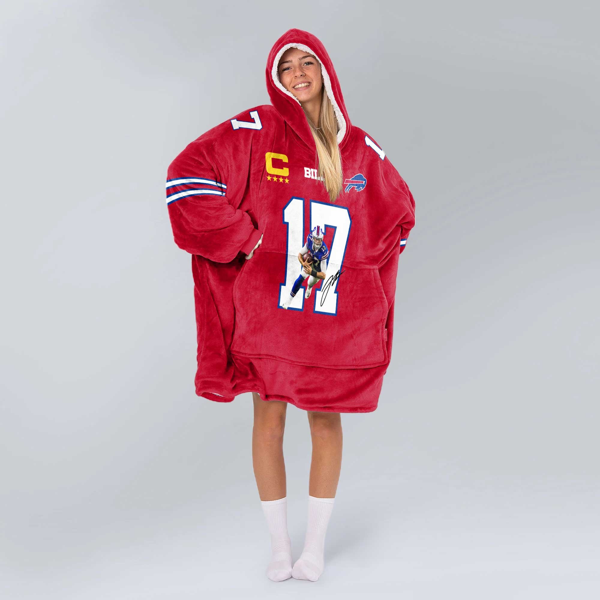 Captain J.A 17 Buffalo Football Unisex Blanket Hoodie