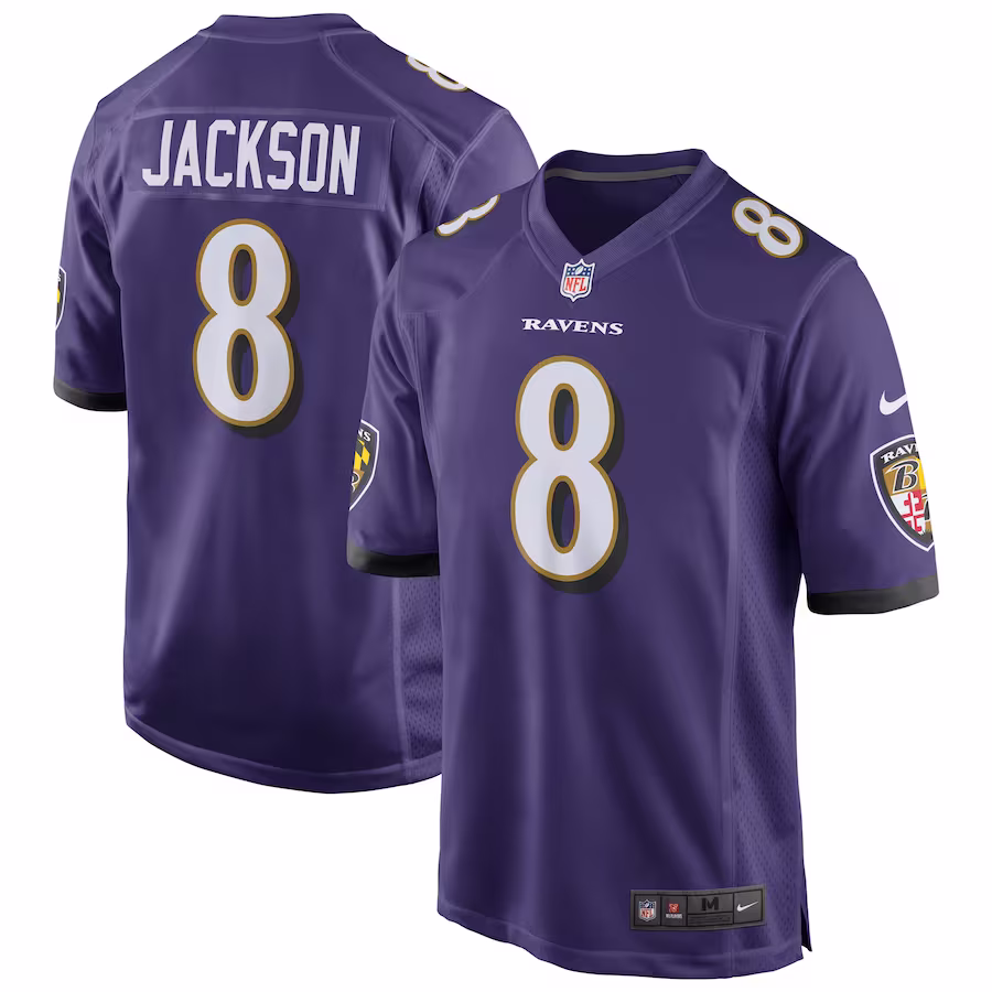 Men's Lamar Jackson #8 Purple Baltimore Ravens Game Jersey