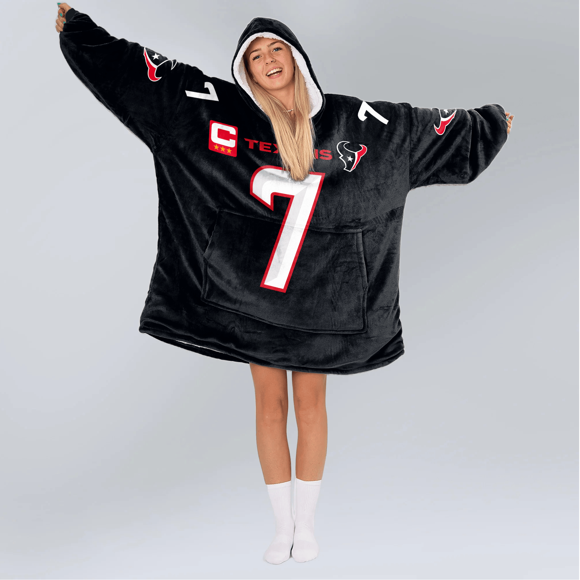 Adult C.J.S 7 Captain Houston Football Unisex Blanket Hoodie