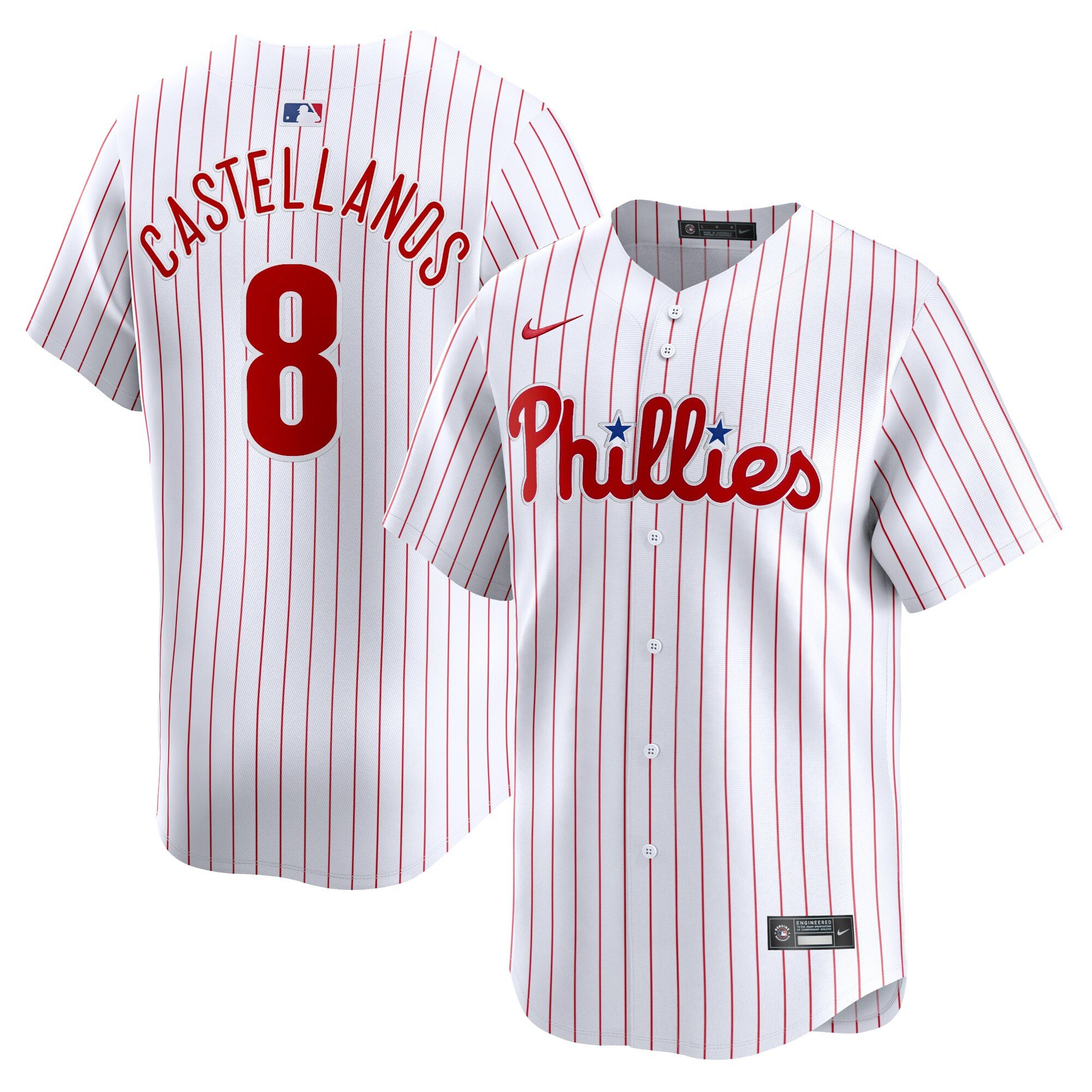 Men's Philadelphia Phillies #8 Nick Castellanos  White Home Limited Player Jersey