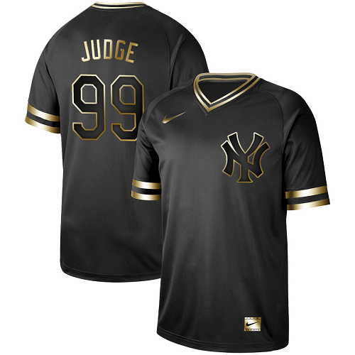 Men's  New York Yankees #99 Aaron Judge Black Gold MLB Jersey