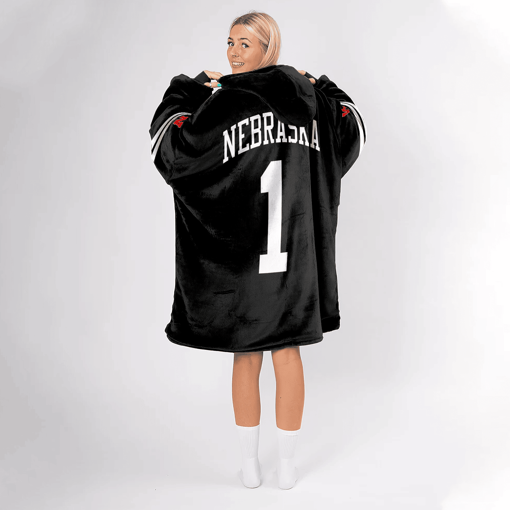 Adult 1 Nebraska Football Unisex Blanket Hoodie
