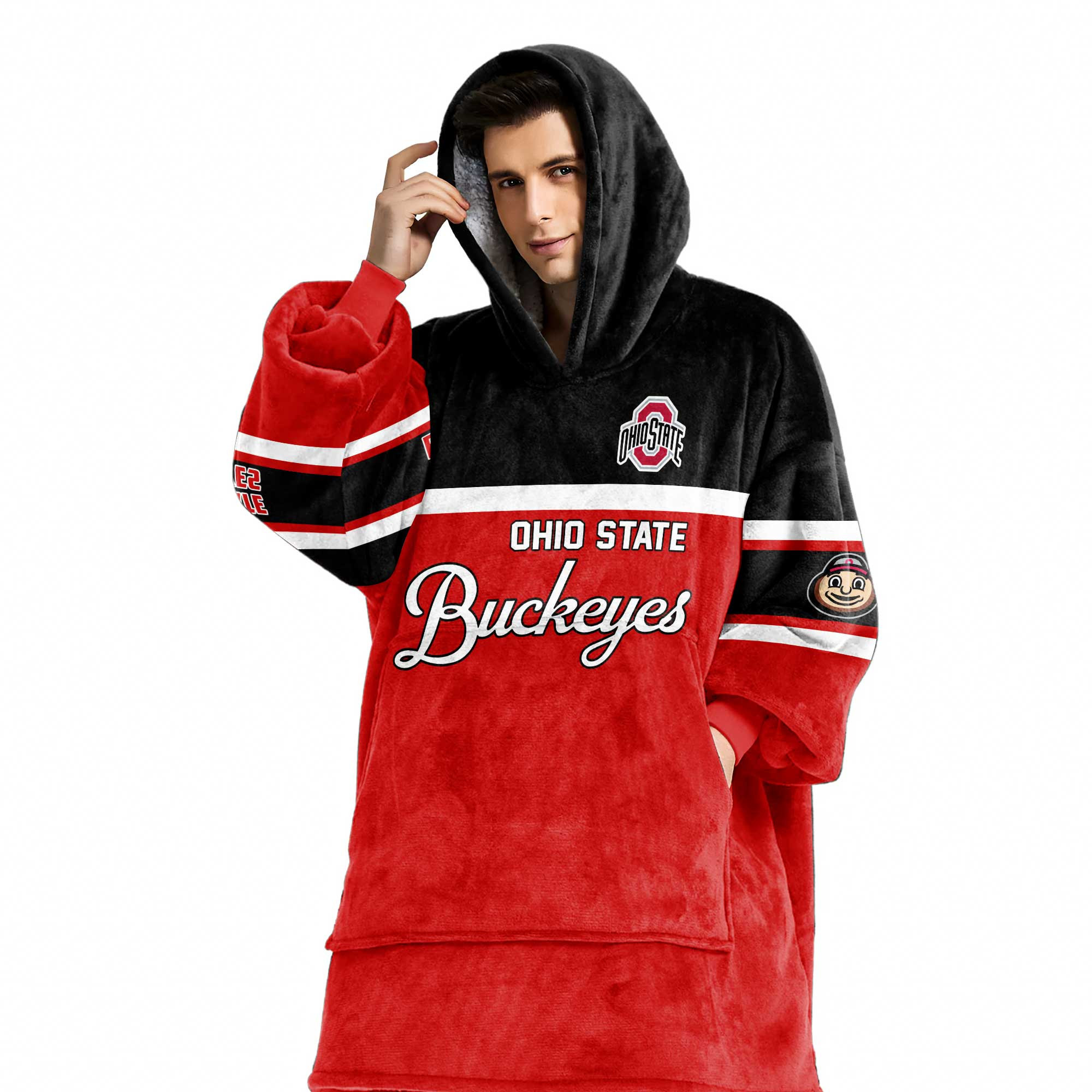 Adult Ohio State Football Unisex Blanket Hoodie