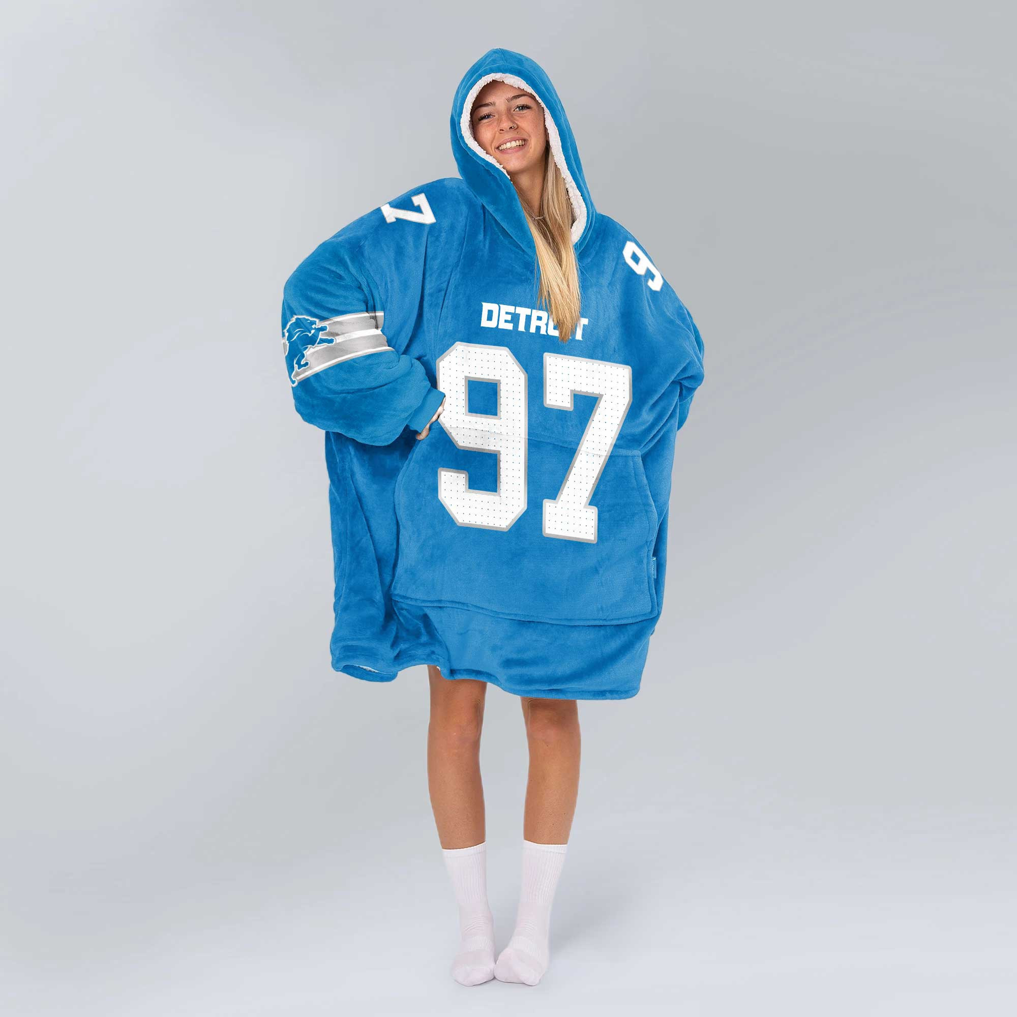 Adult 97 Detroit Football Unisex Blanket Hoodie