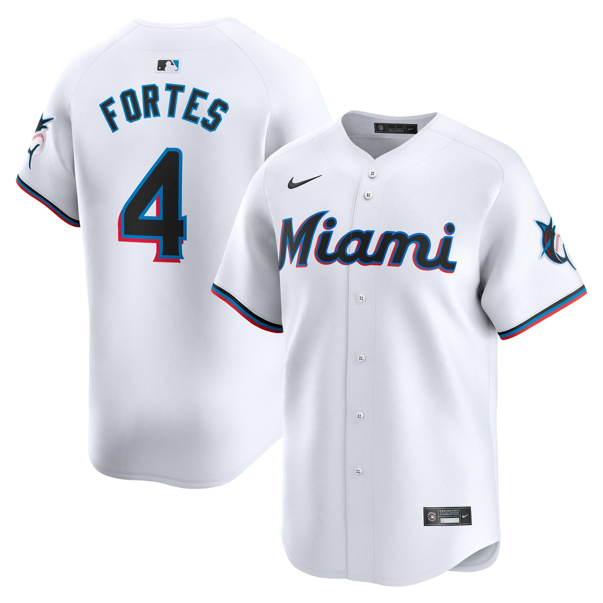 Men's Miami Marlins Nick Fortes  White Home Limited Player Jersey