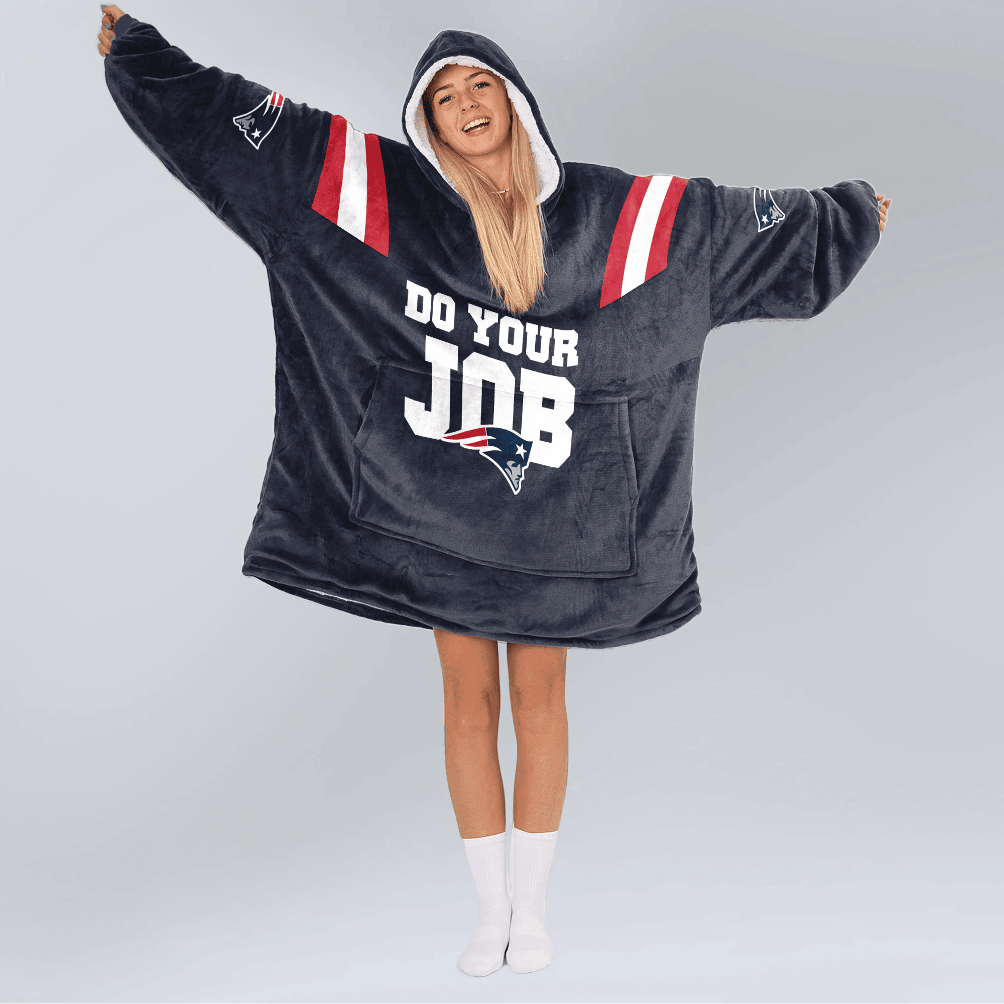 Do Your Job 10 New England Football Unisex Blanket Hoodie