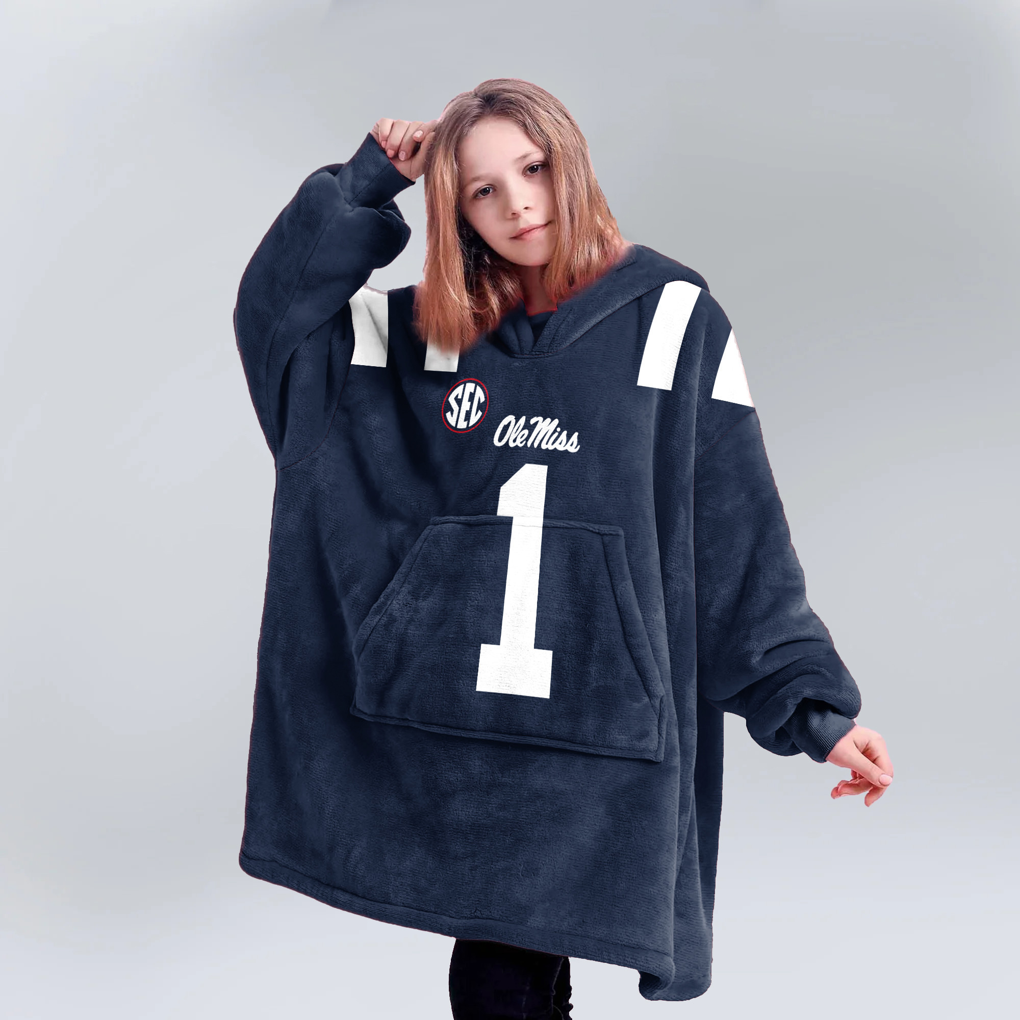 Adult #1 Ole Miss Football Unisex Blanket Hoodie