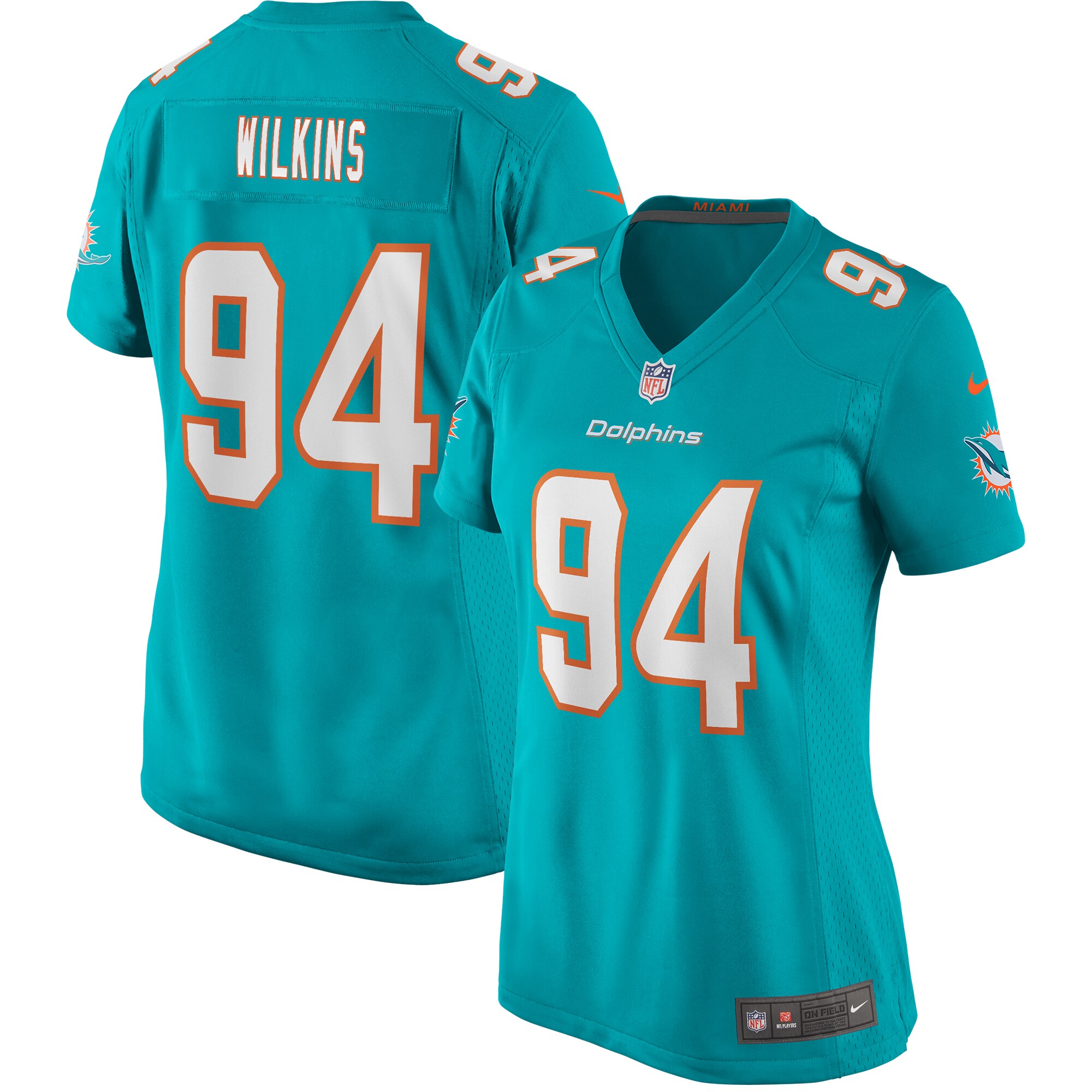 Christian Wilkins Miami Dolphins  Women's Game Jersey - Aqua