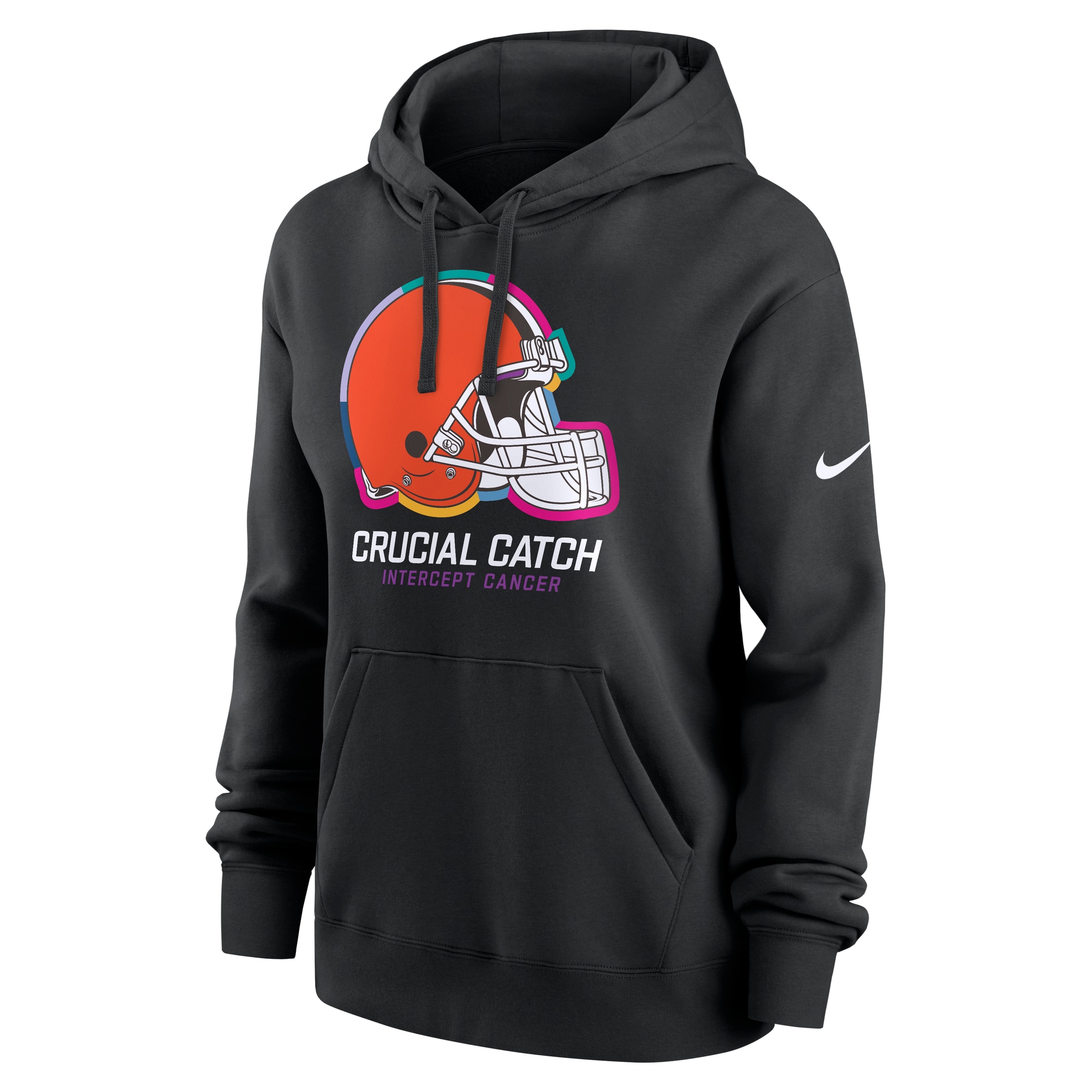 Cleveland Browns Women's 2024 NFL Crucial Catch Club Pullover Hoodie - Black