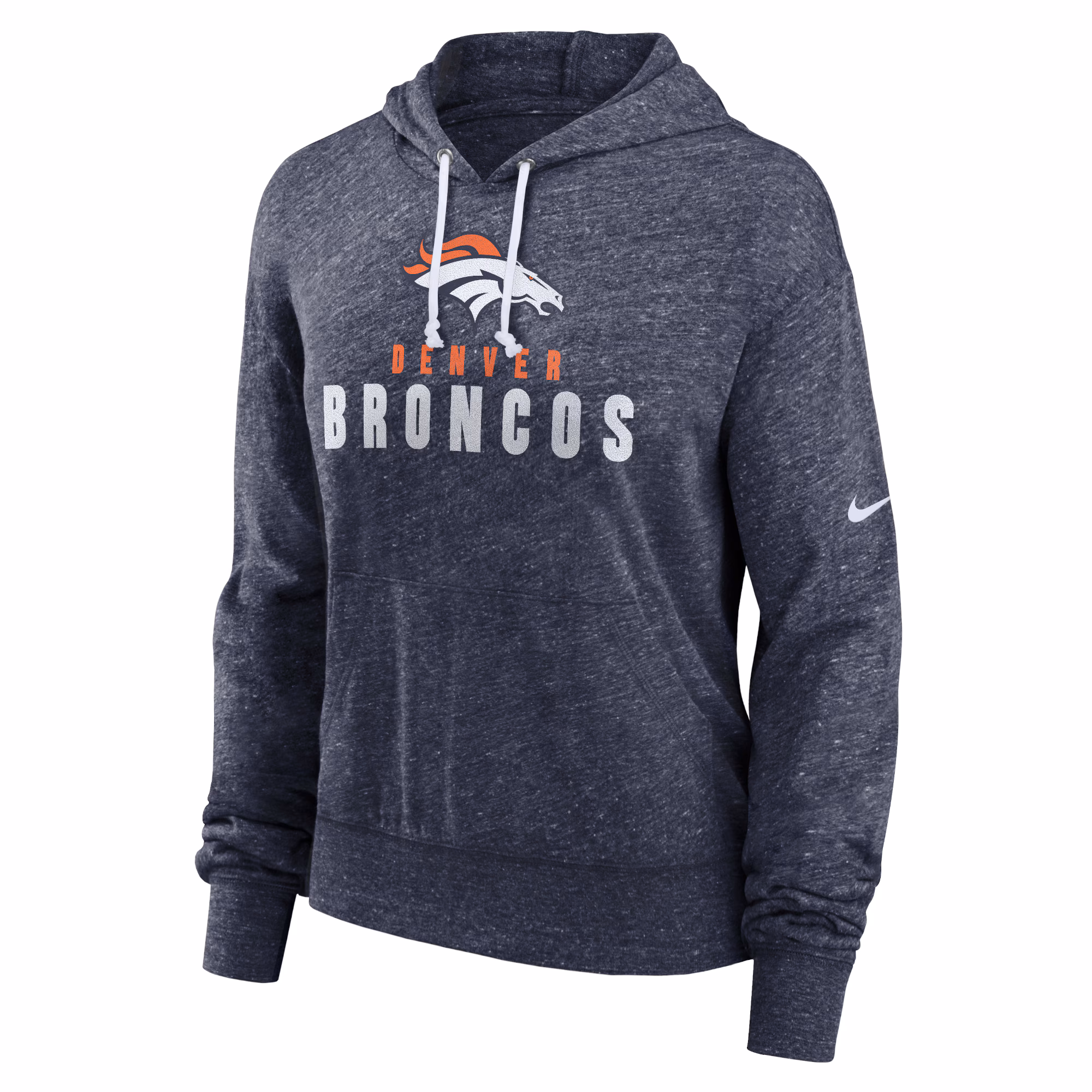 Denver Broncos Women's Gym Vintage Lightweight Hooded Top - Navy