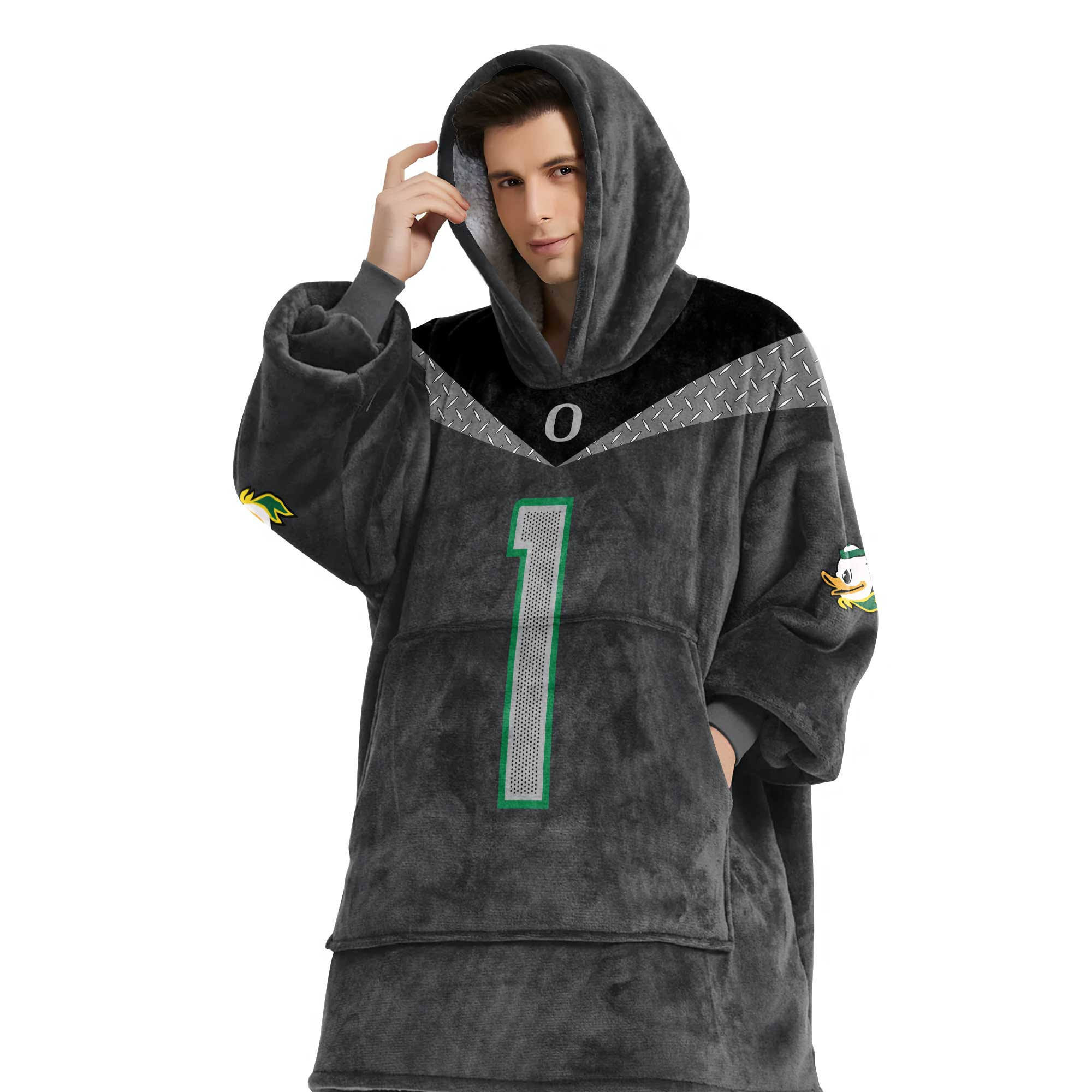 Adult Oregon 1 Football Unisex Blanket Hoodie