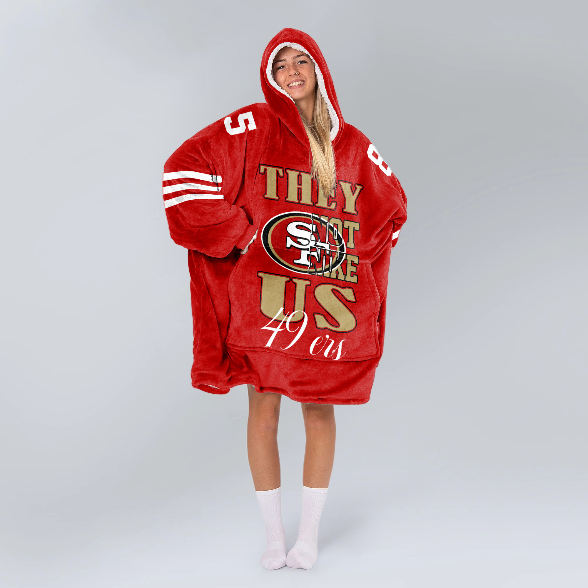 Adult They Not Like Us 85 San Francisco 49ers Football Unisex Blanket Hoodie