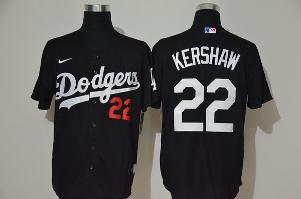 Men's Los Angeles Dodgers #22 Clayton Kershaw Black Stitched MLB Cool Base  Jersey