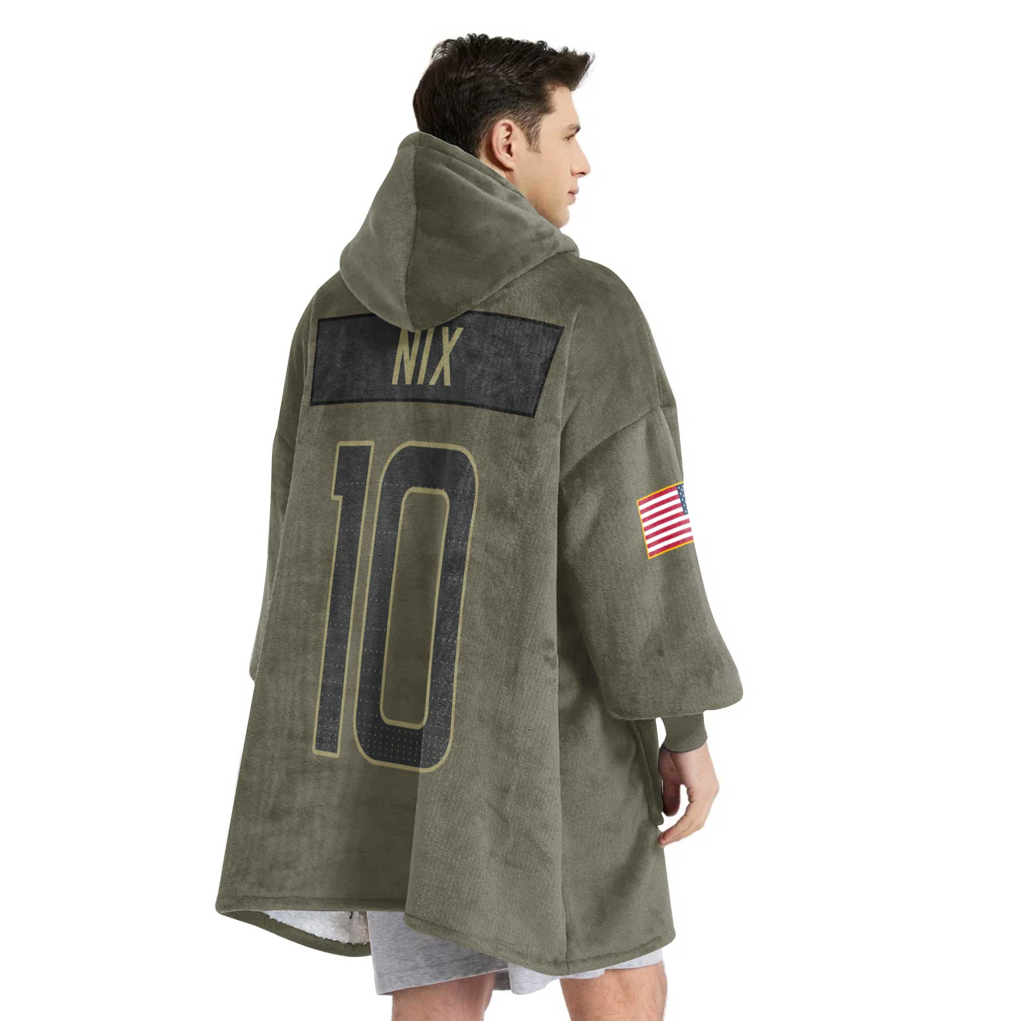 Adult B.N 10 Denver Football Blanket Hoodie – Olive Salute to Service