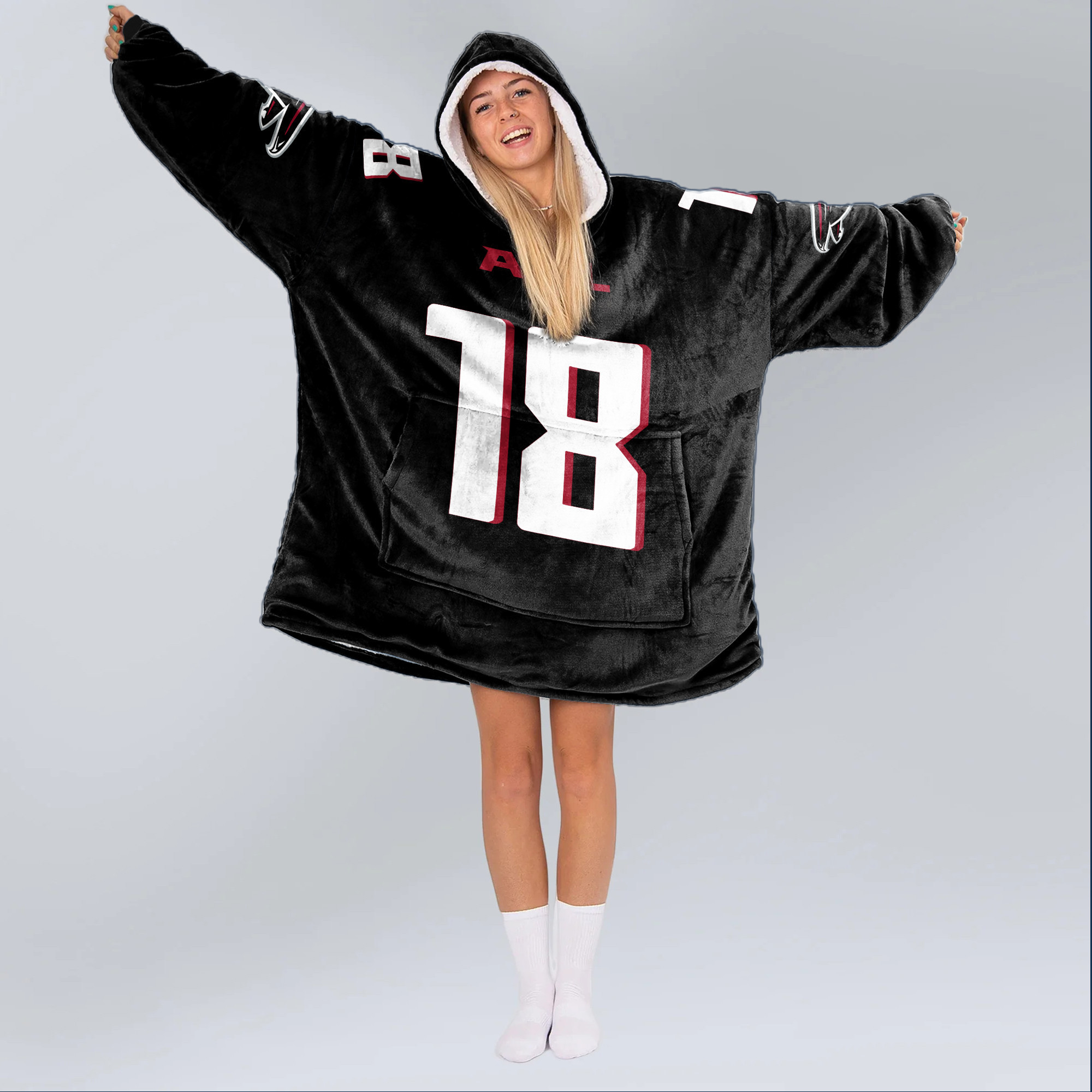 Adult K.C 18 Atlanta Football Unisex Blanket Hoodie