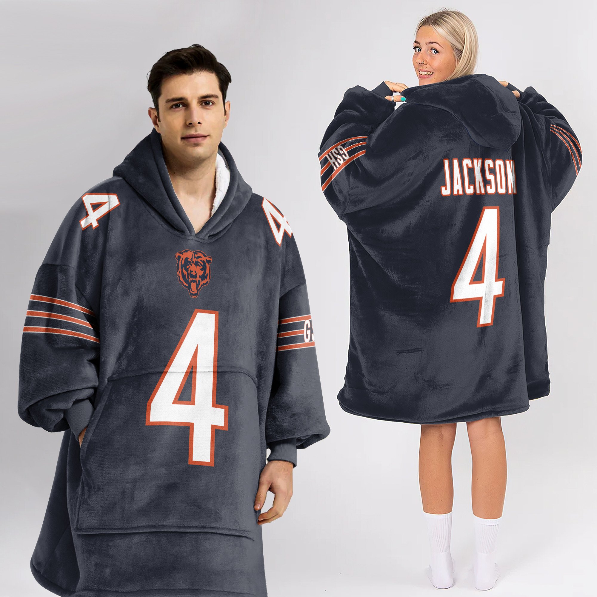 Adult 4 Chicago Football Unisex Blanket Hoodie