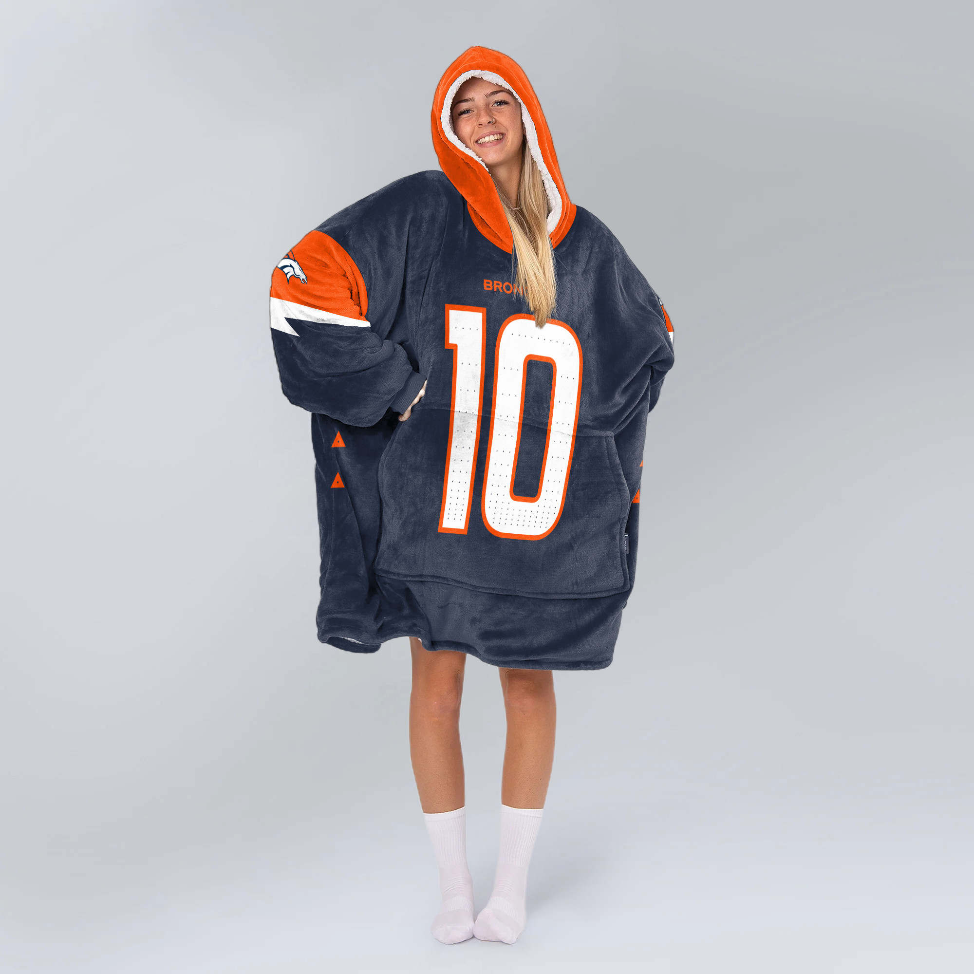 Adult 10 Denver Football Unisex Blanket Hoodie