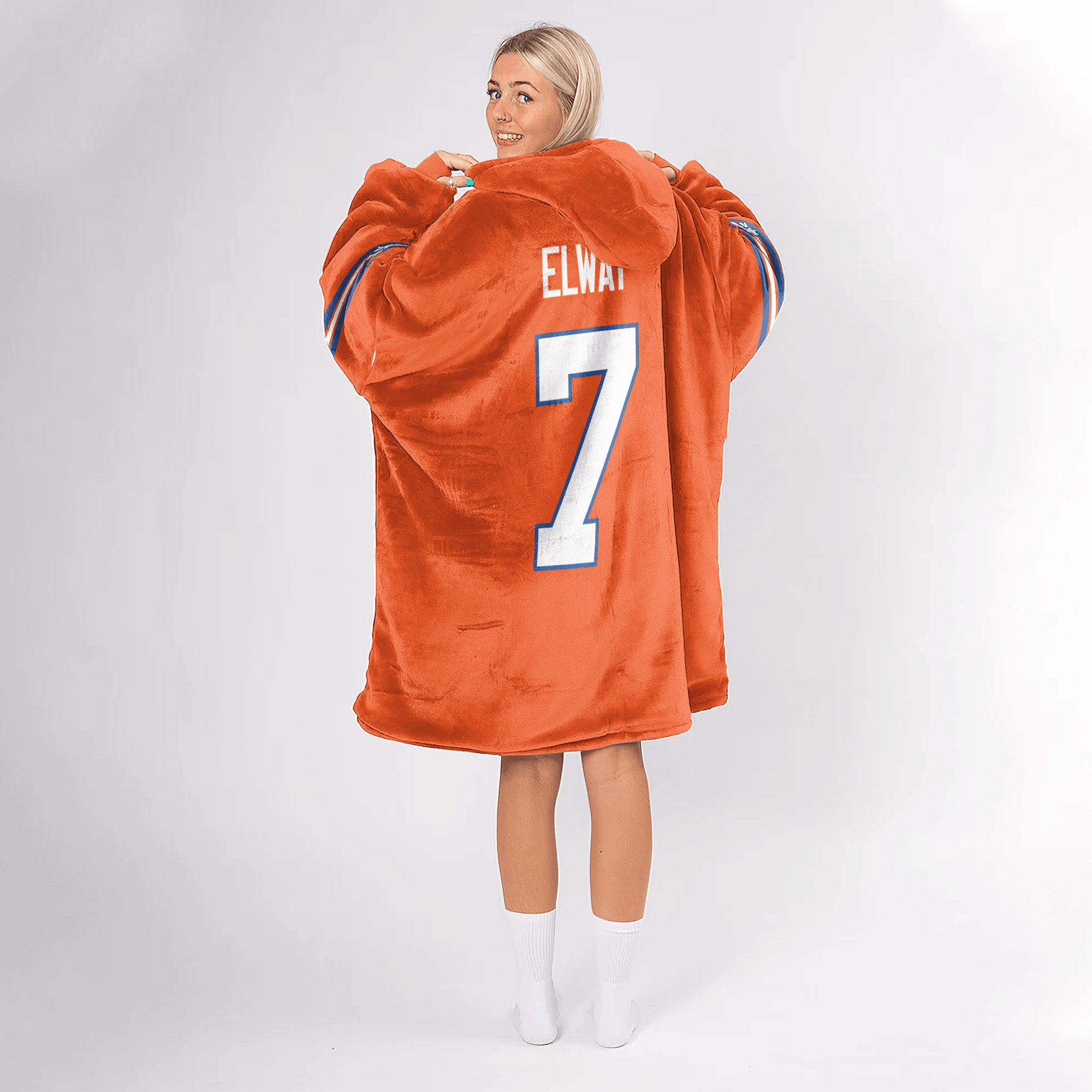 Adult J.E 7 Denver Football Unisex Blanket Hoodie