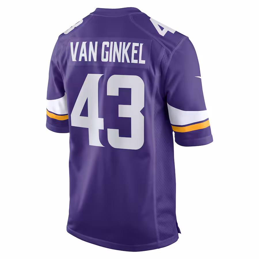 Men's Andrew Van Ginkel #43 Purple Minnesota Vikings Team Game Jersey
