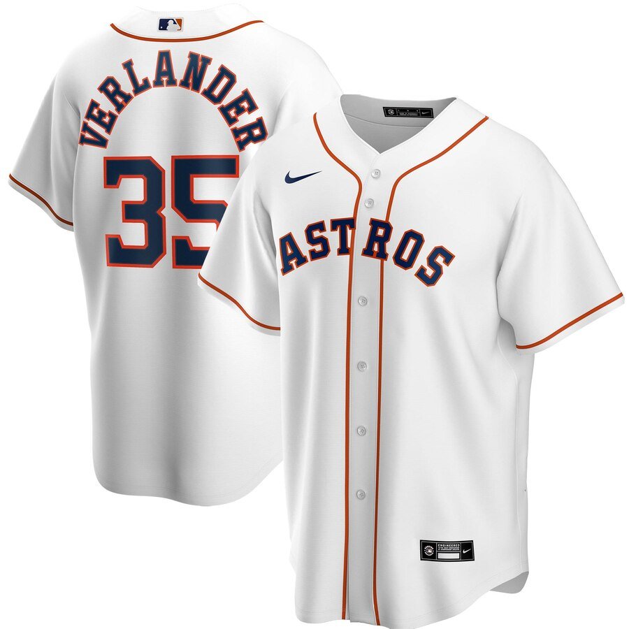 Men's  Houston Astros #35 Justin Verlander White Home 2020 MLB Jersey