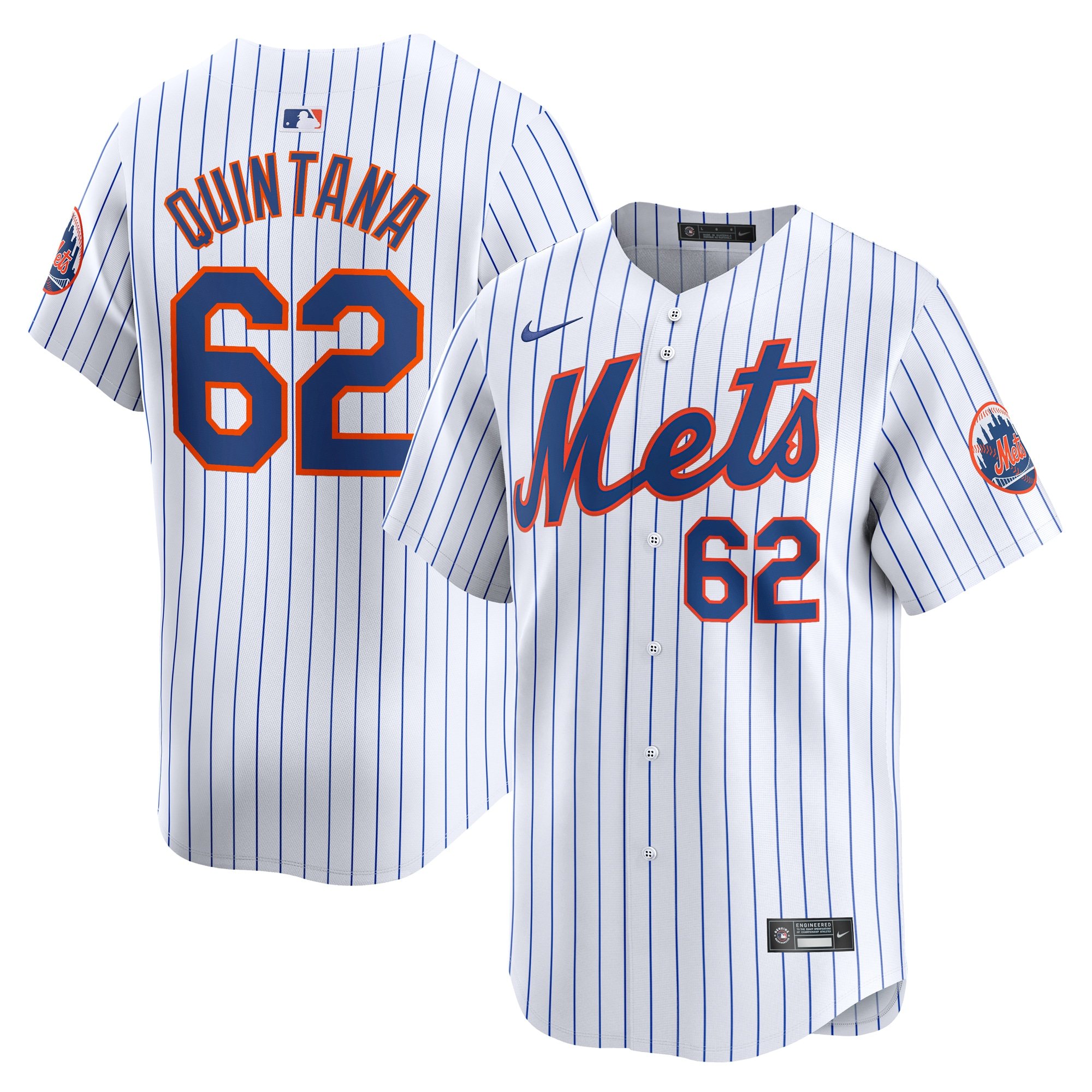 Men's New York Mets Jose Quintana  White Home Limited Player Jersey