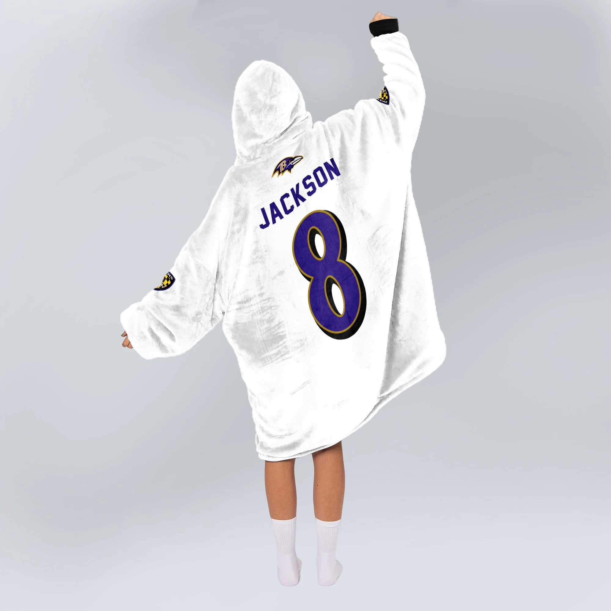 Adult 8 Baltimore Football Unisex Blanket Hoodie
