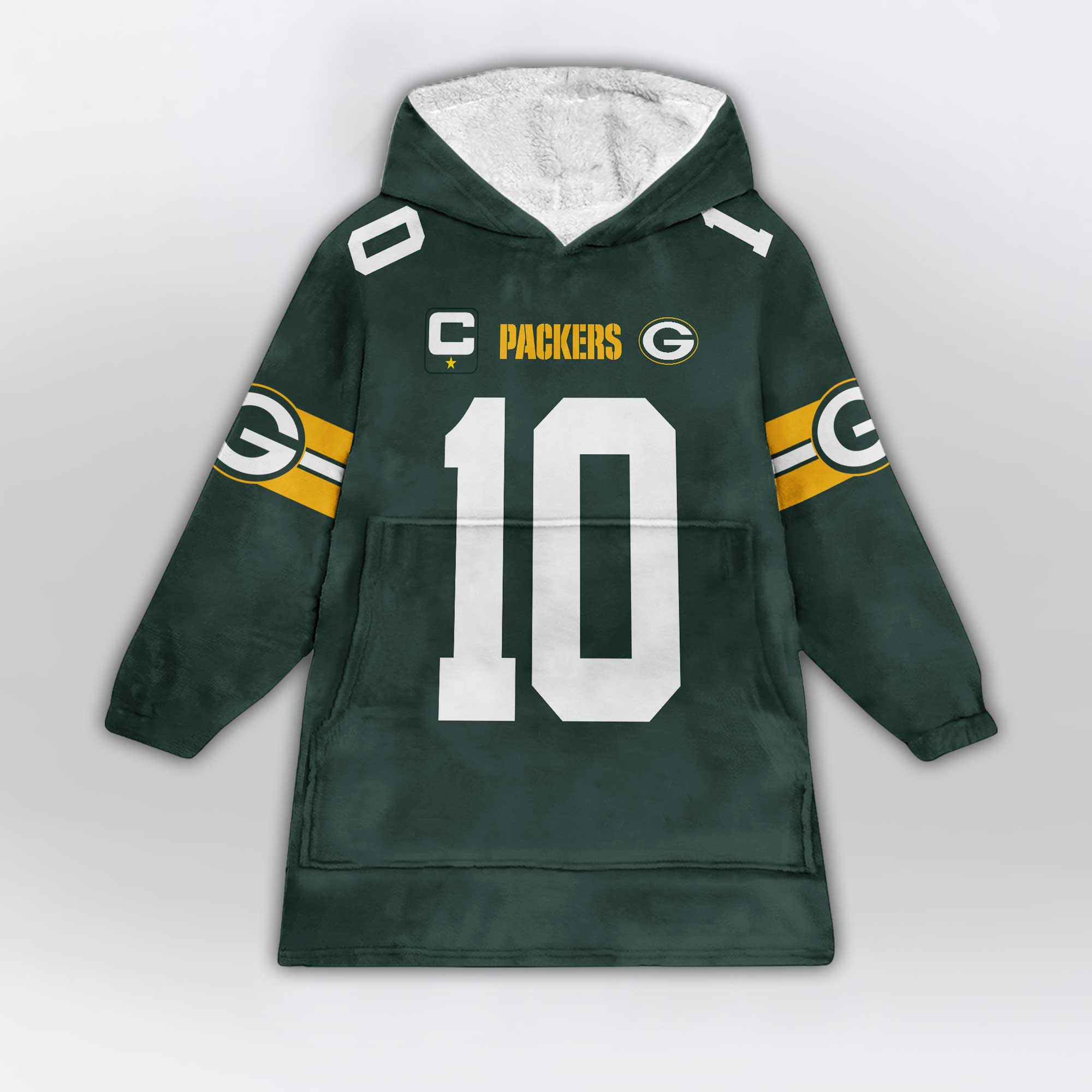 Adult J.L 10 Captain Green Bay Football Unisex Blanket Hoodie
