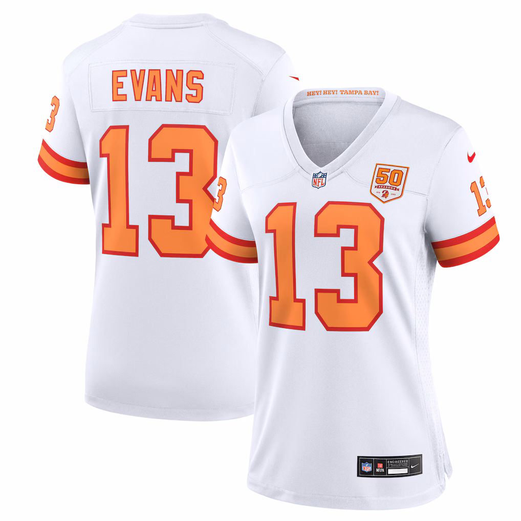 Mike Evans #13 '76 Tampa Bay Buccaneers Women's 50th Season Game Jersey - White